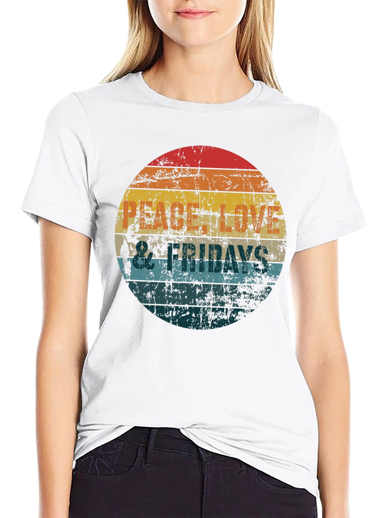 Black Peace Love & Fridays T-Shirt - Retro Vibe view 9