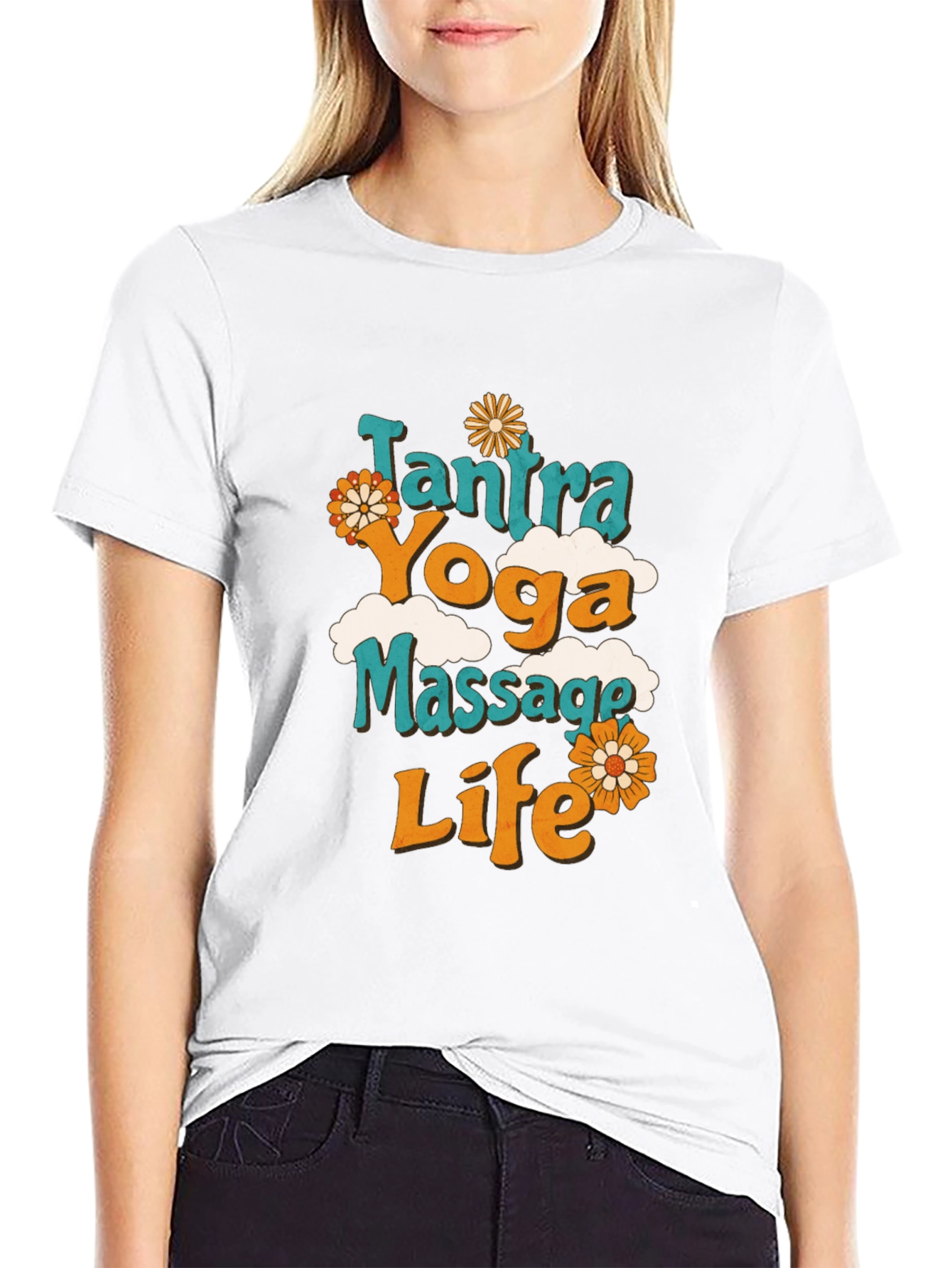 Black Tantra Yoga Massage Life Graphic Tee view 9