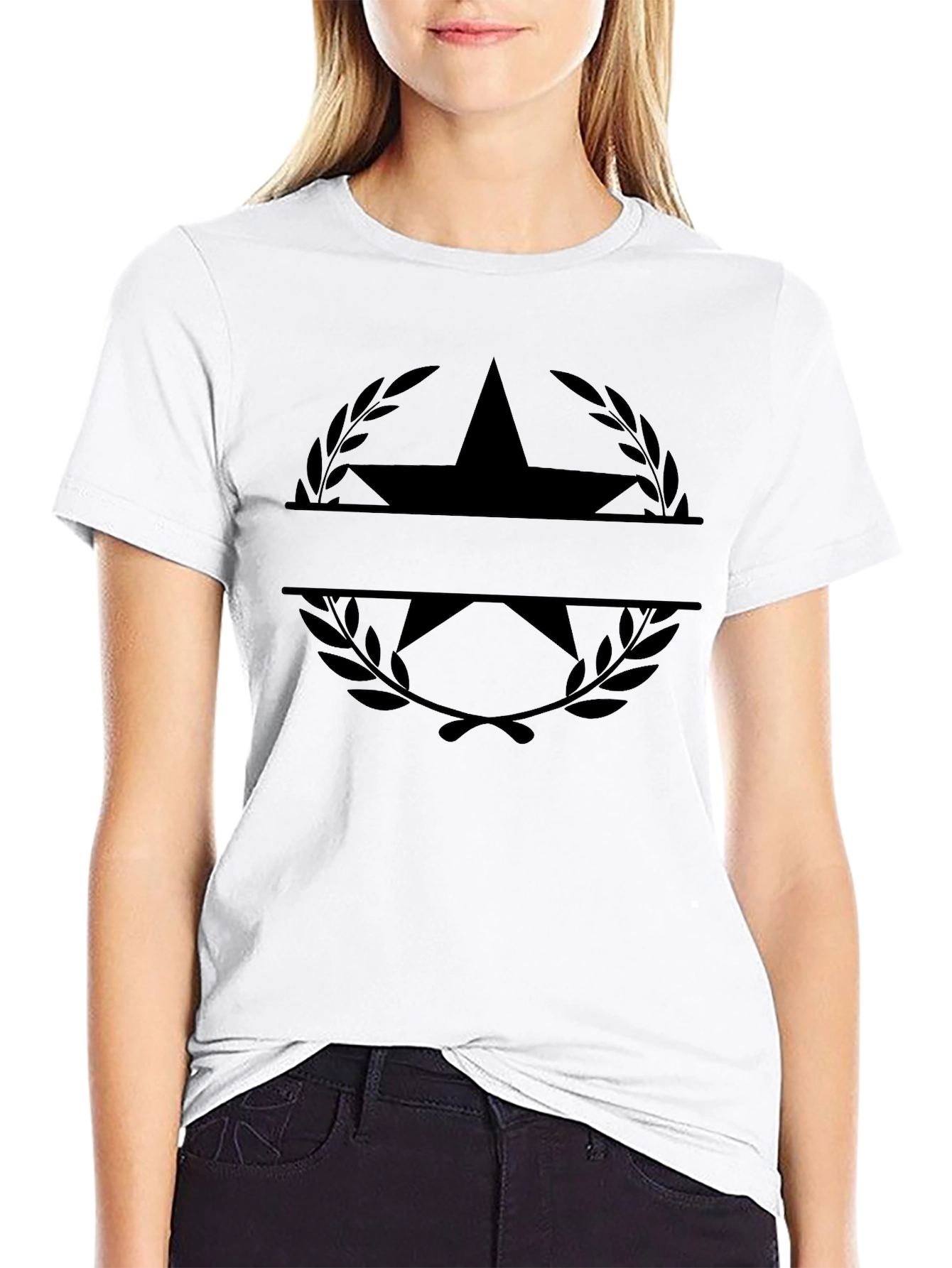 Black Men's Black Graphic Tee - Star & Laurel Wreath view 9