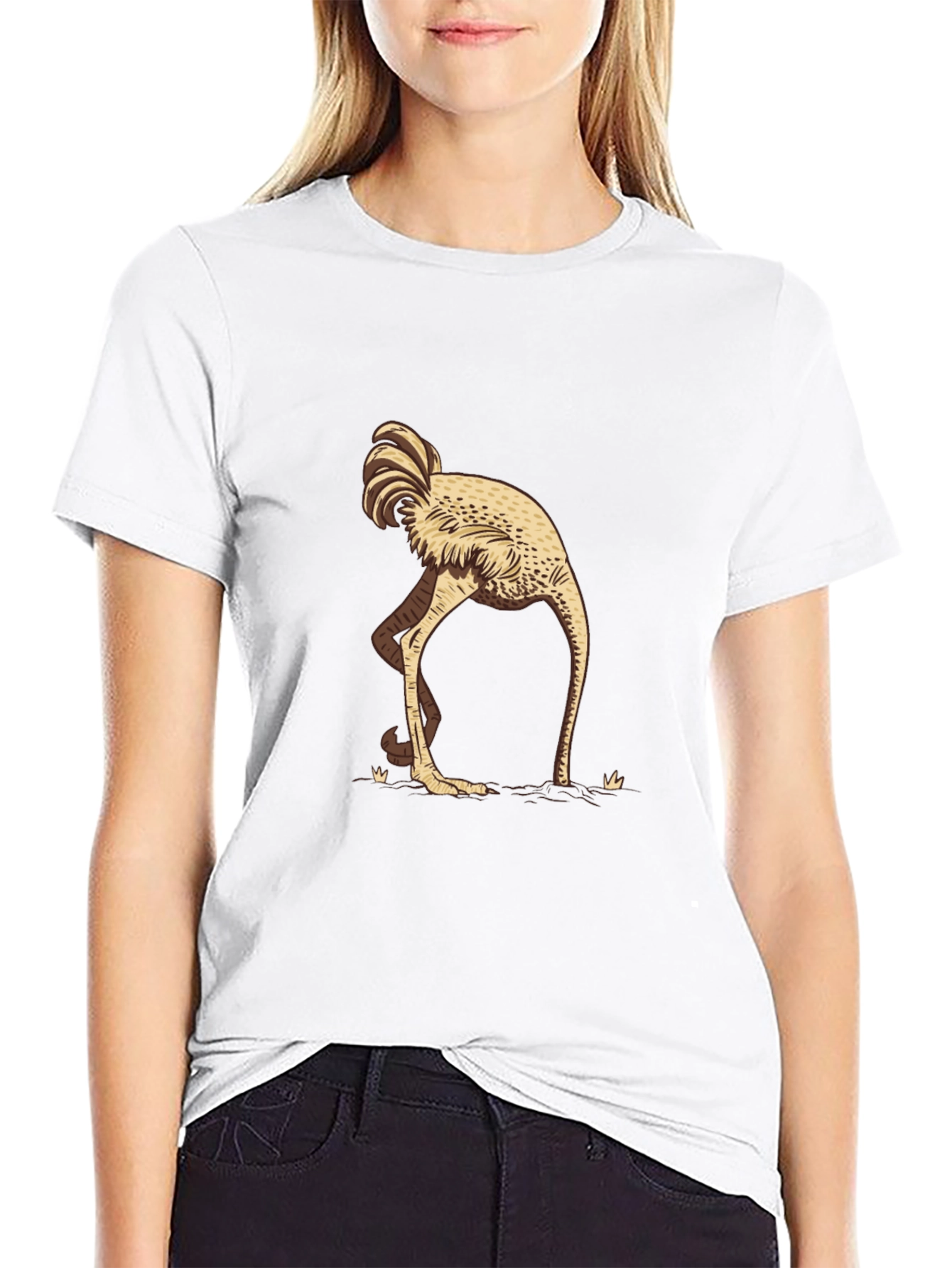 Black Ostrich Head in Sand Graphic Tee - Black view 9