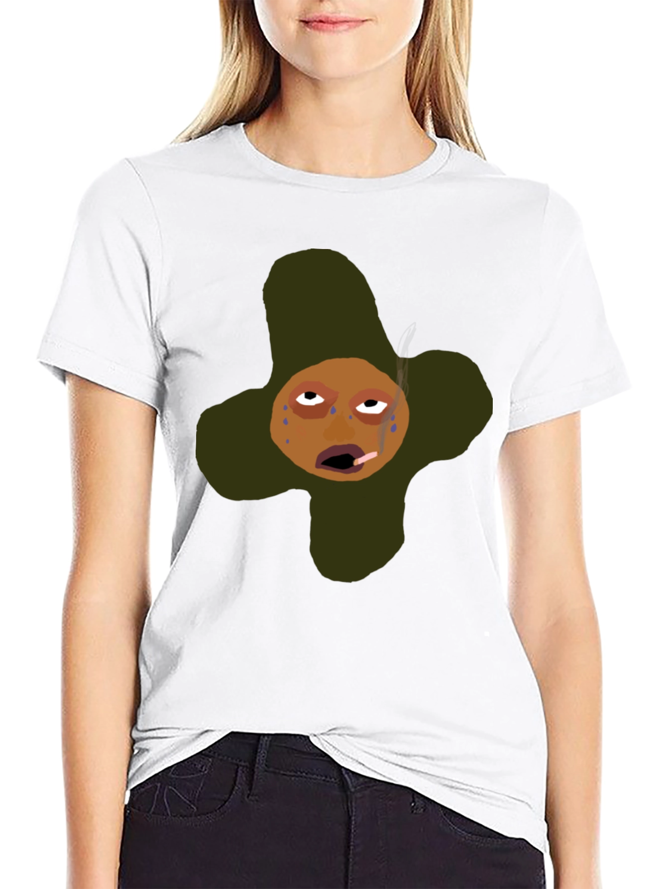 Black Funny Cartoon Graphic T-Shirt - Black view 9
