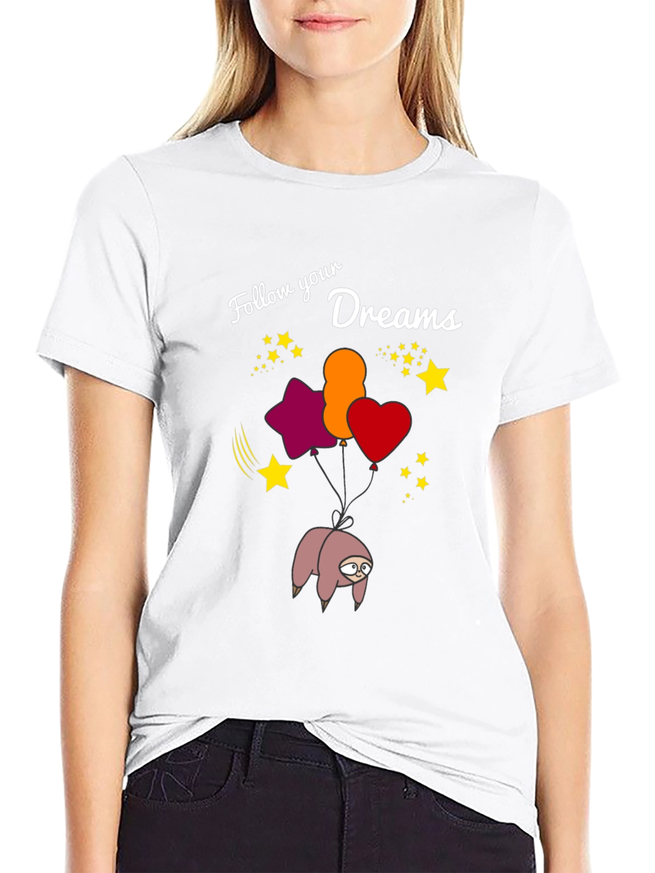 Black Dreamy Sloth T-Shirt - Follow Your Dreams! view 9