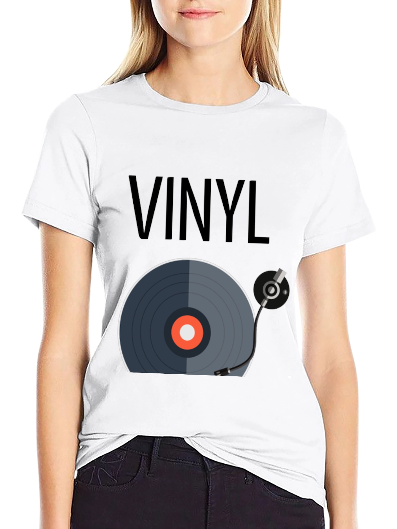Black Vinyl Record Graphic Tee - Music Lover's T-Shirt view 9