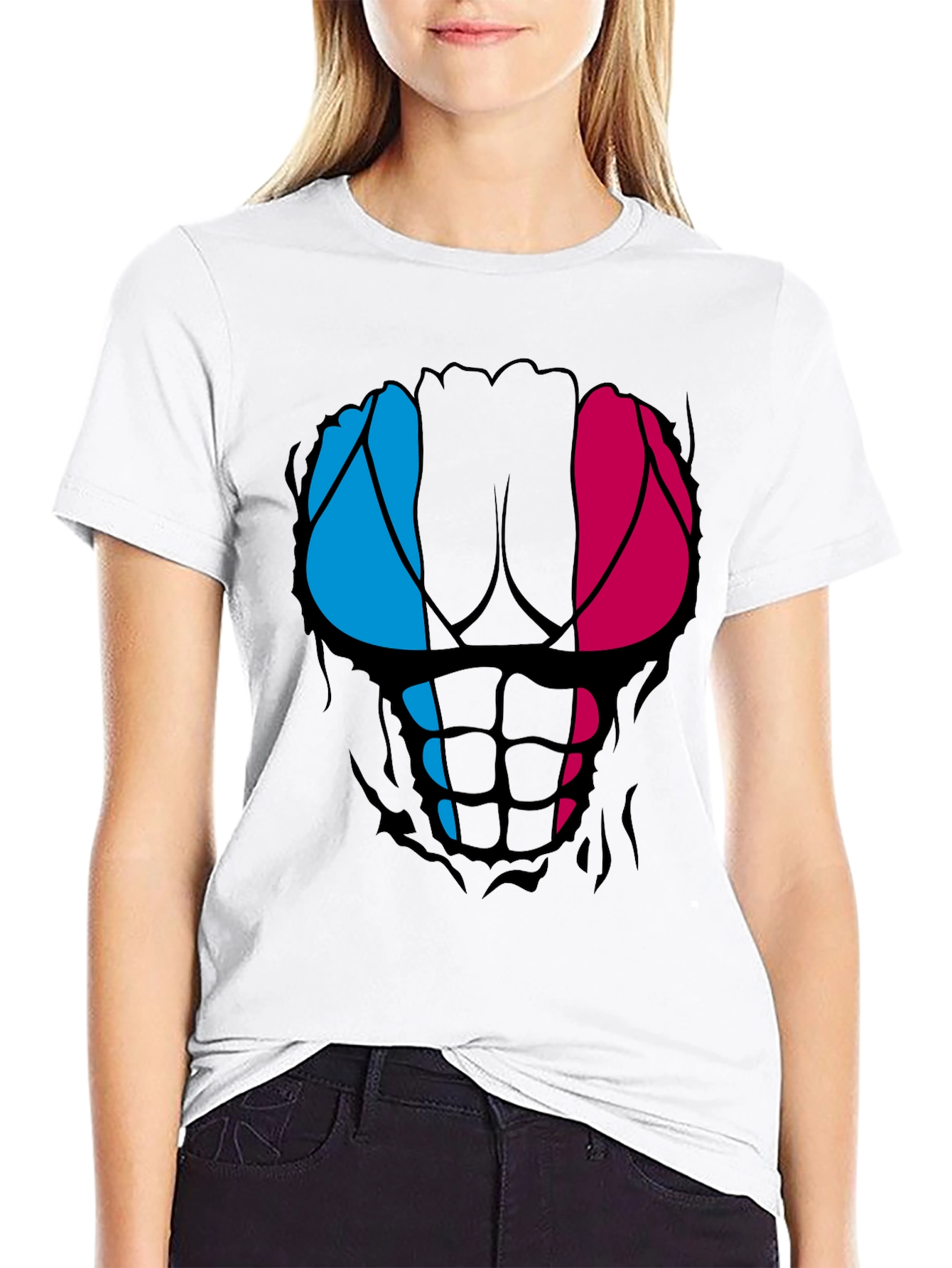 Black Funny Ripped Abs T-Shirt - Muscled Physique Design view 9