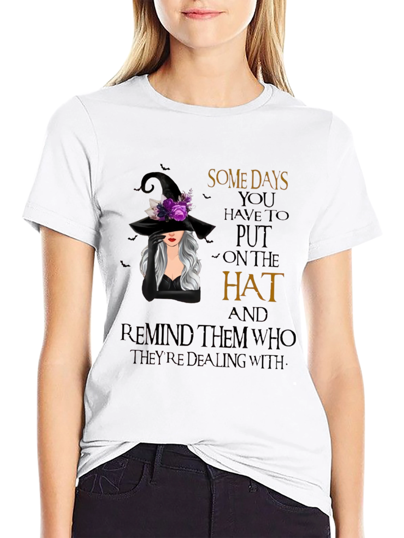 Black Witch Hat T-Shirt: Some Days You Have to Put On The Hat Tee view 9