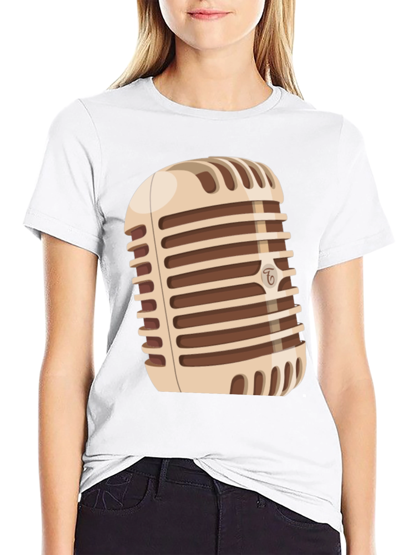 Black Vintage Microphone Graphic T-Shirt view 9