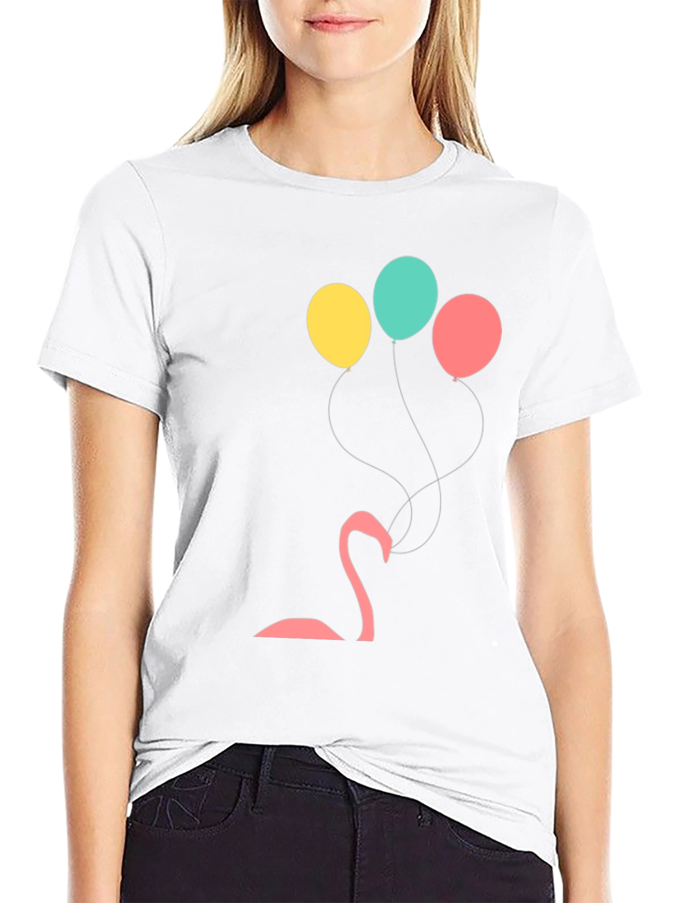 Black Black Flamingo Balloon Graphic Tee view 9