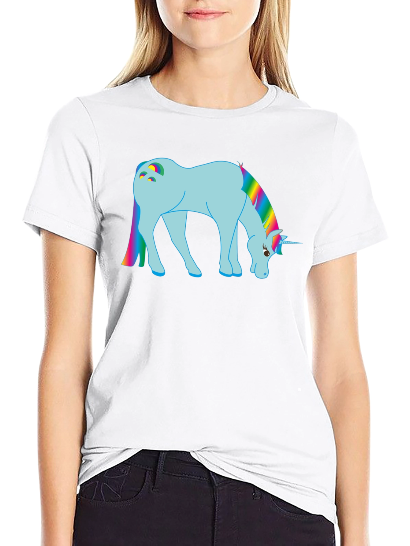 Black Rainbow Unicorn Graphic T-Shirt view 9