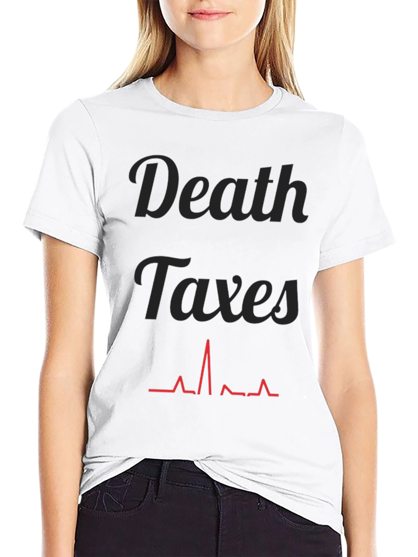Black Death Taxes Heartbeat Graphic Tee - Black view 9