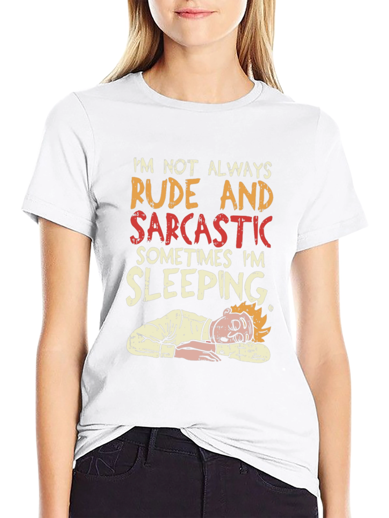 Black Rude and Sarcastic Sleeping Graphic Tee view 9