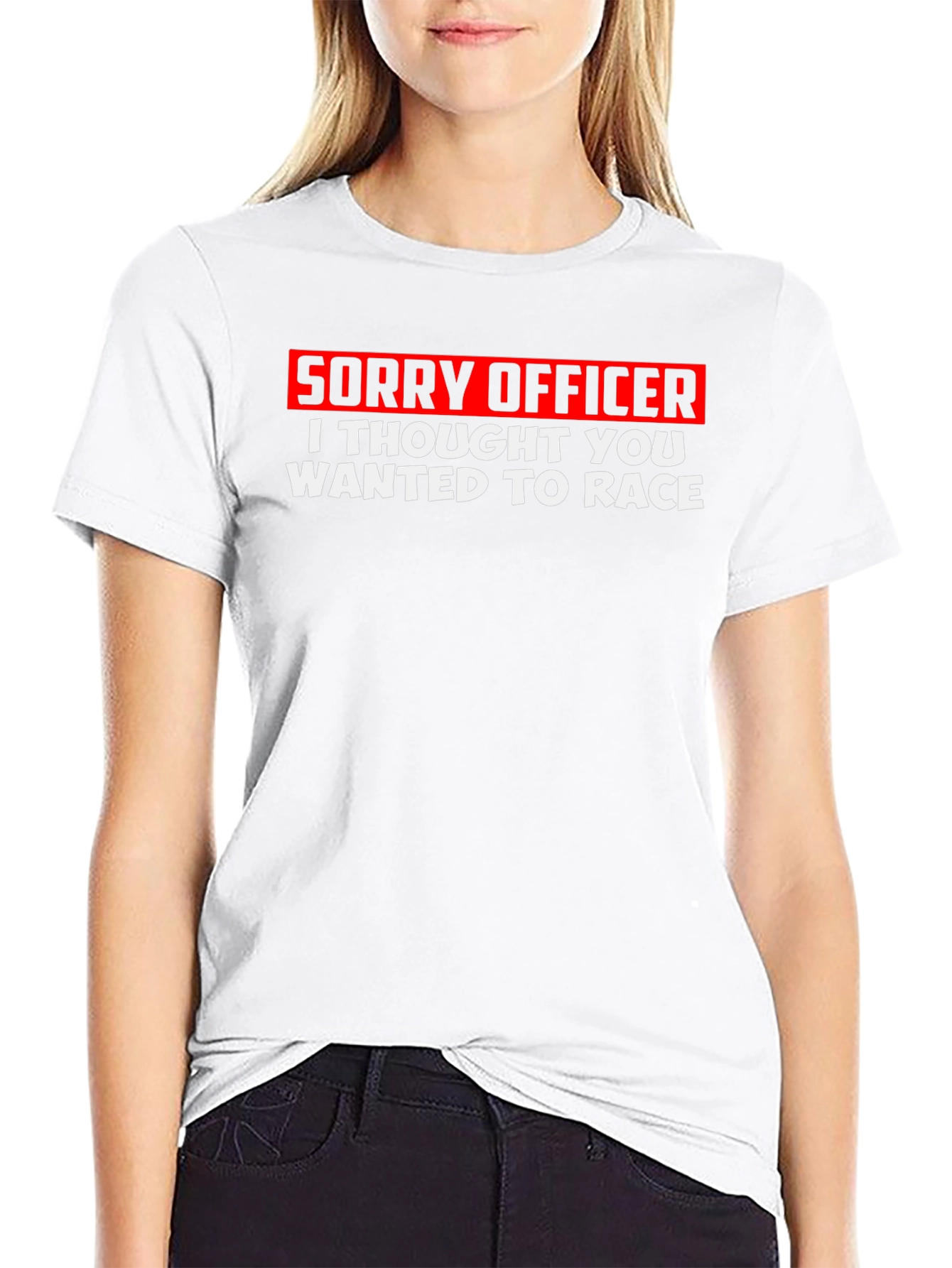 Black Sorry Officer T-Shirt - Funny Racing Tee view 9