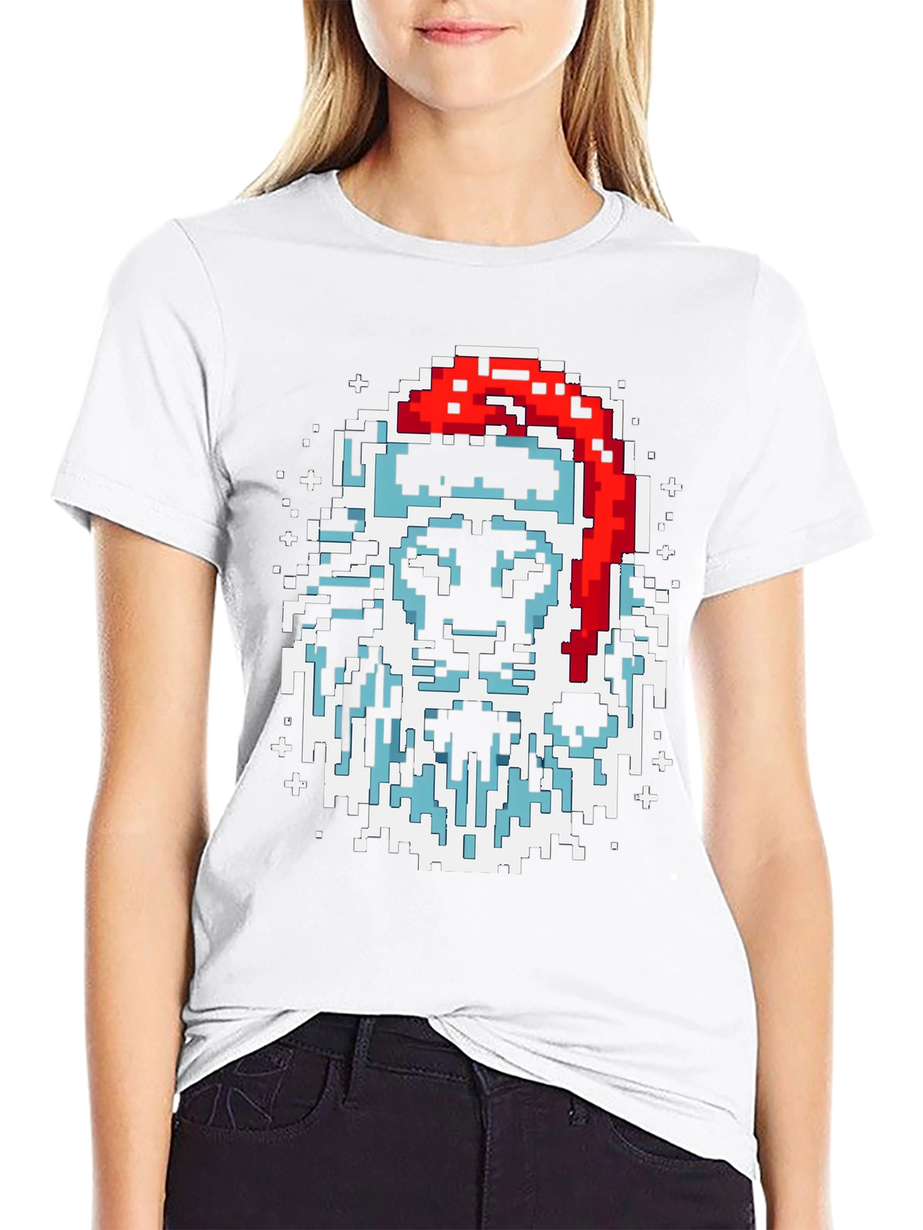 Black Pixel Santa Lion Graphic Tee - Black view 9