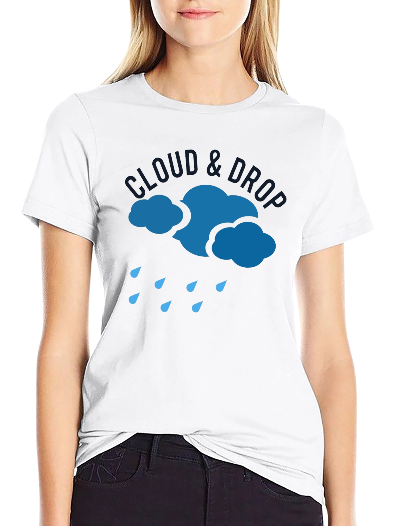 Black Cloud & Drop Graphic T-Shirt - Modern Casual Wear view 9