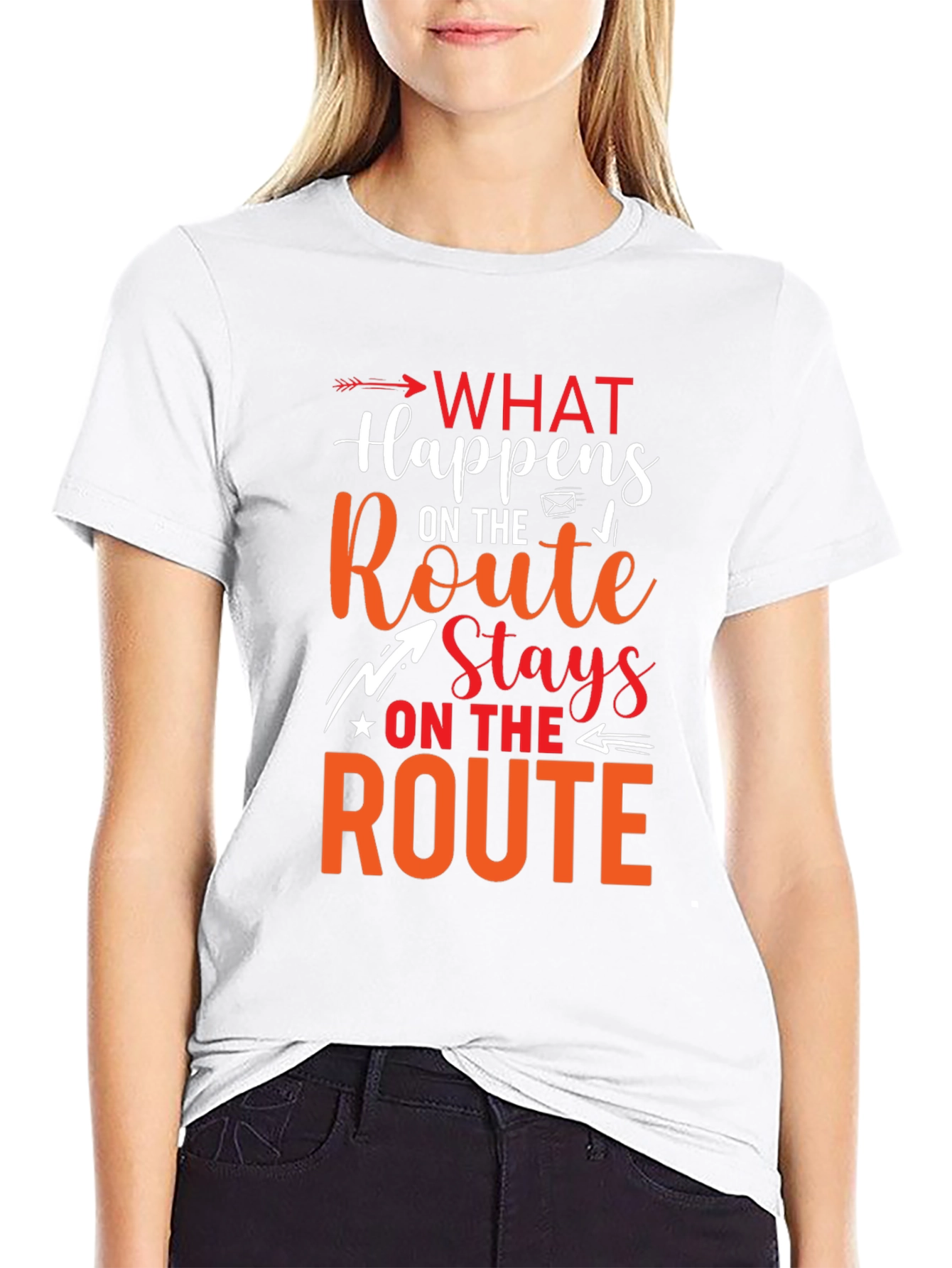 Black What Happens On The Route Stays Graphic T-Shirt view 9