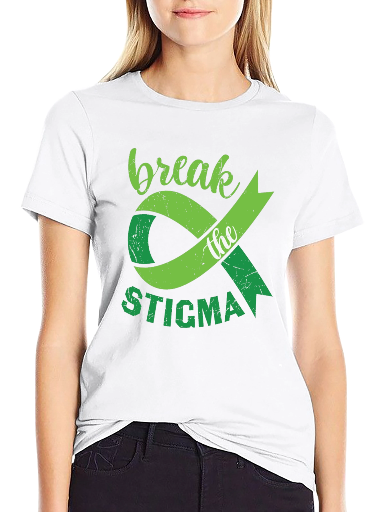 Black Break the Stigma T-Shirt Mental Health Awareness view 9