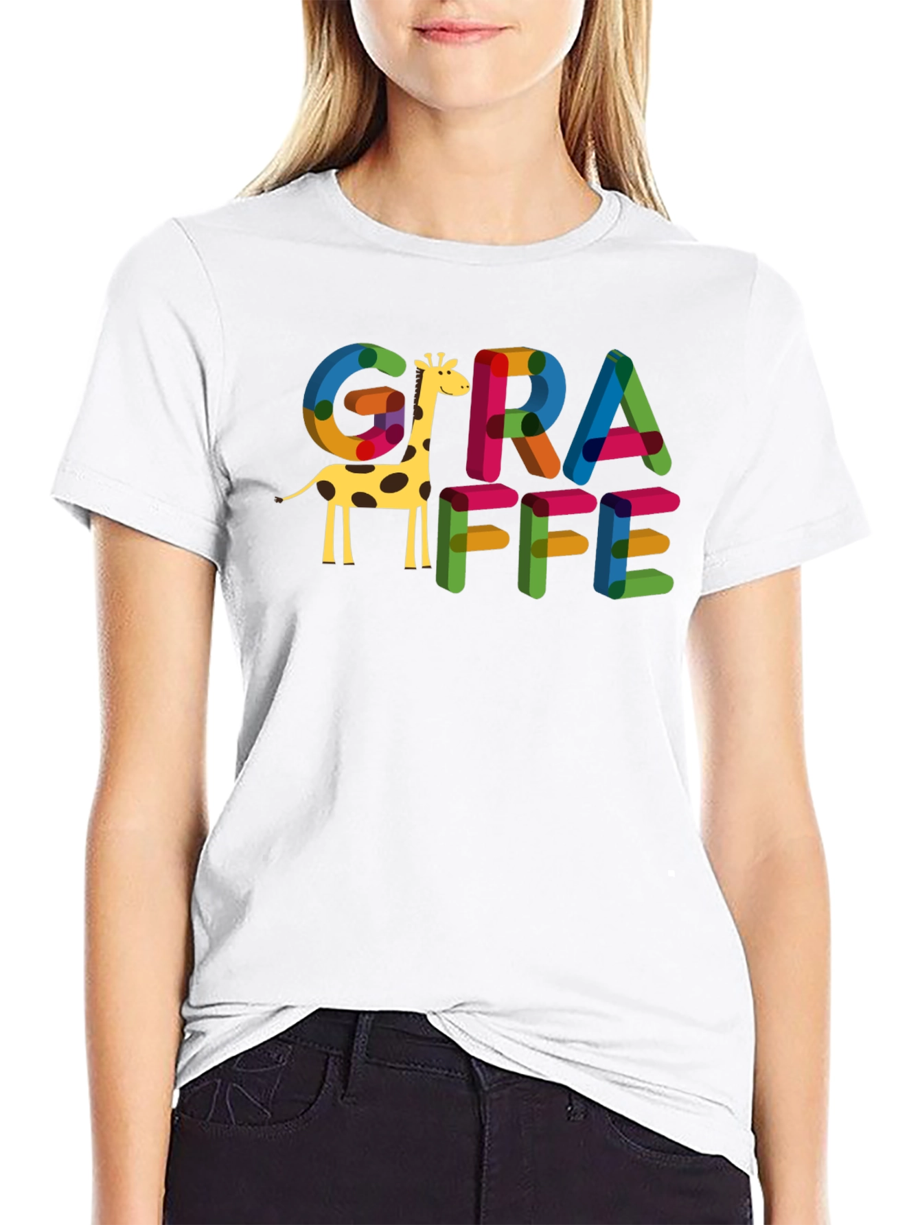 Black Fun Giraffe Graphic Tee - Stylish Black T-Shirt view 9