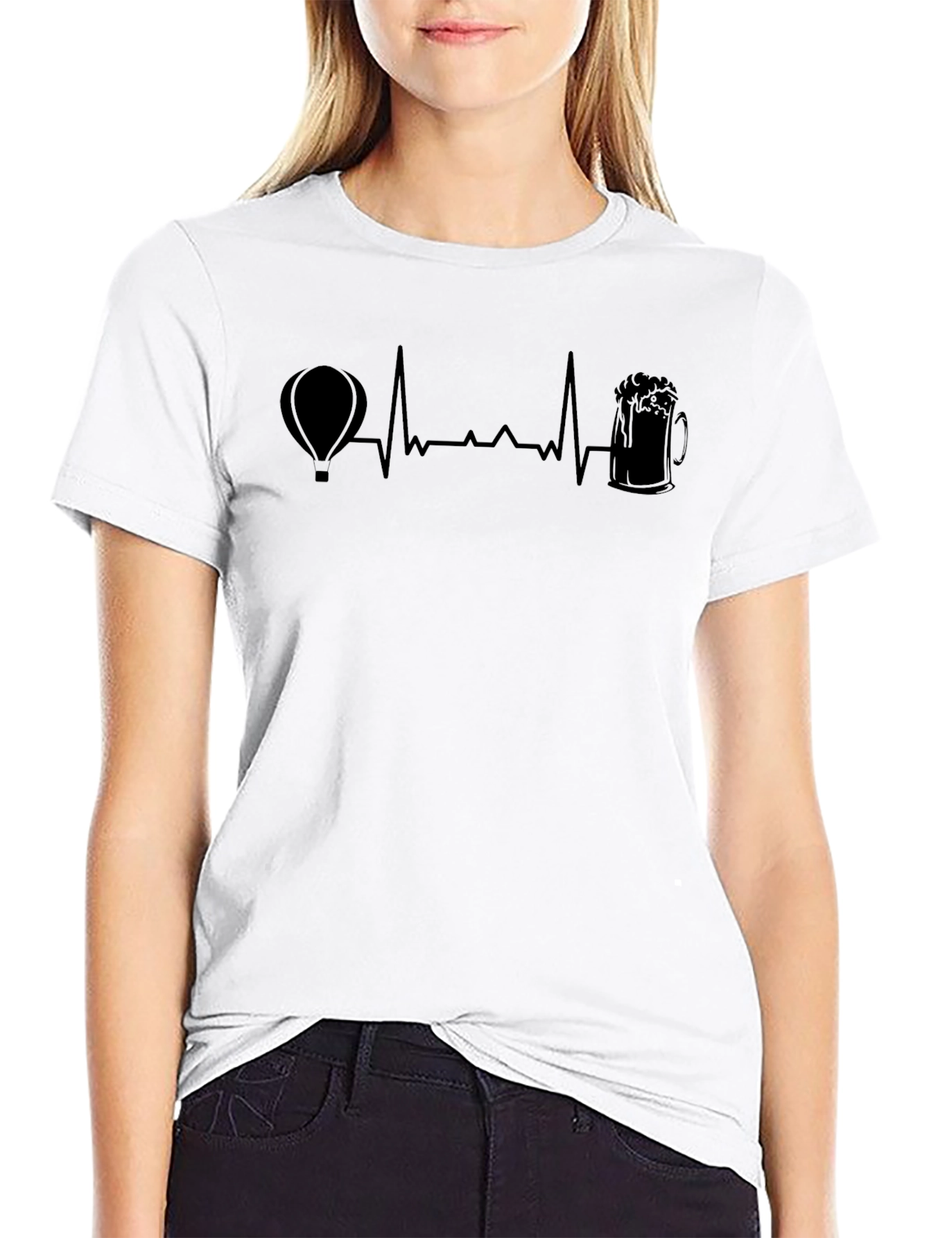 Black Heartbeat T-Shirt: Balloon and Beer view 9