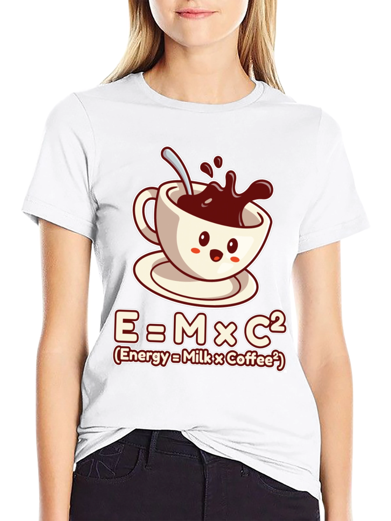 Black Funny Coffee Lover T-Shirt - Energy = Milk x Coffee view 9