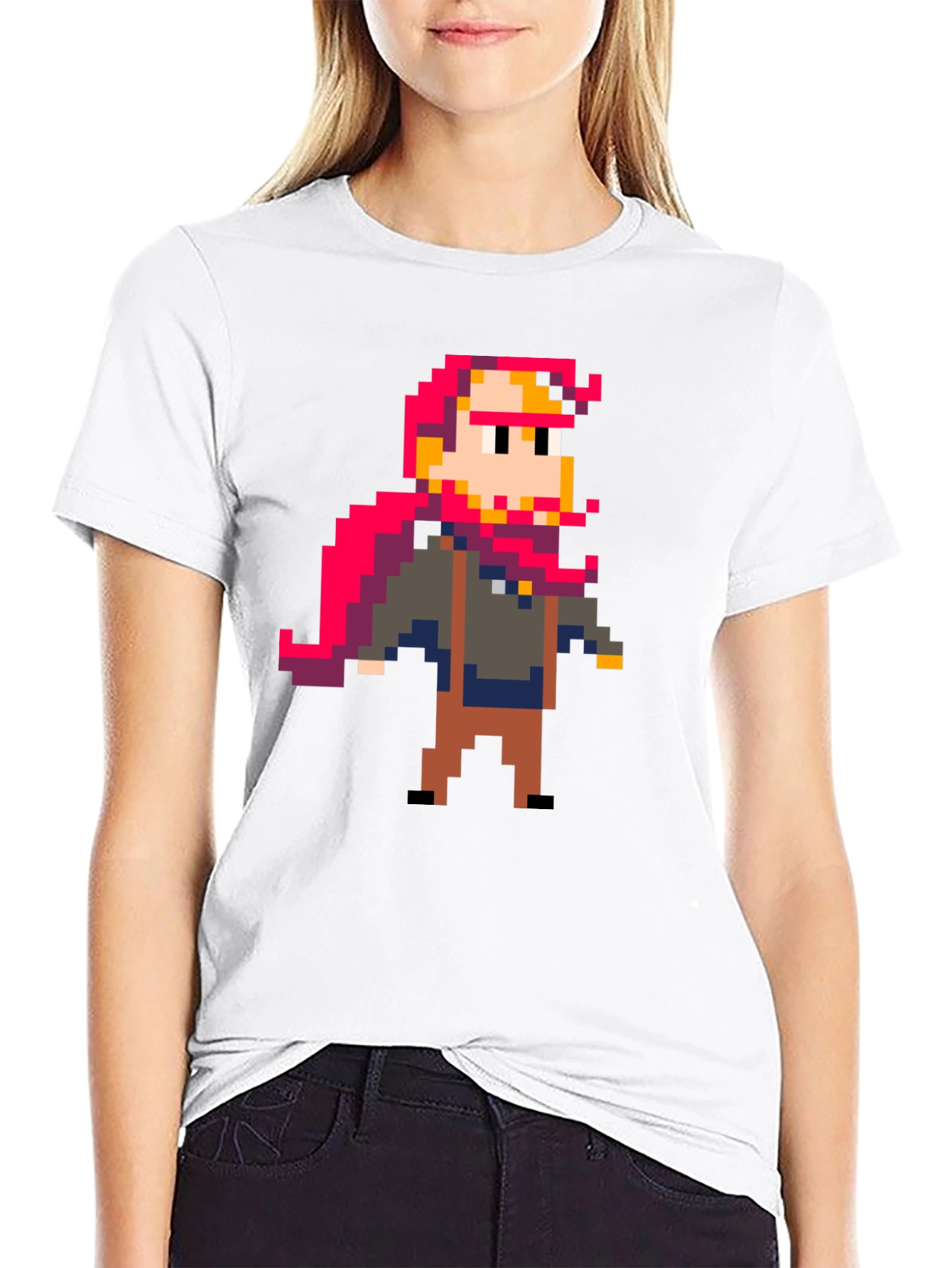 Black Pixel Art Graphic T-Shirt view 9