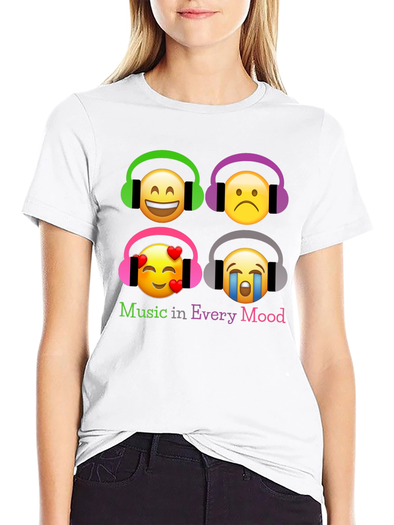 Black Music in Every Mood Emoji T-Shirt - Black view 9