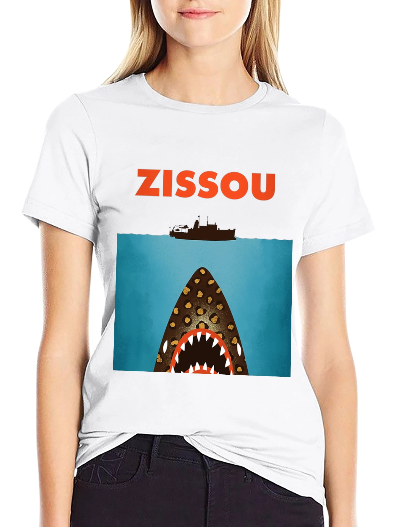 Black Zissou Shark Graphic Tee view 9