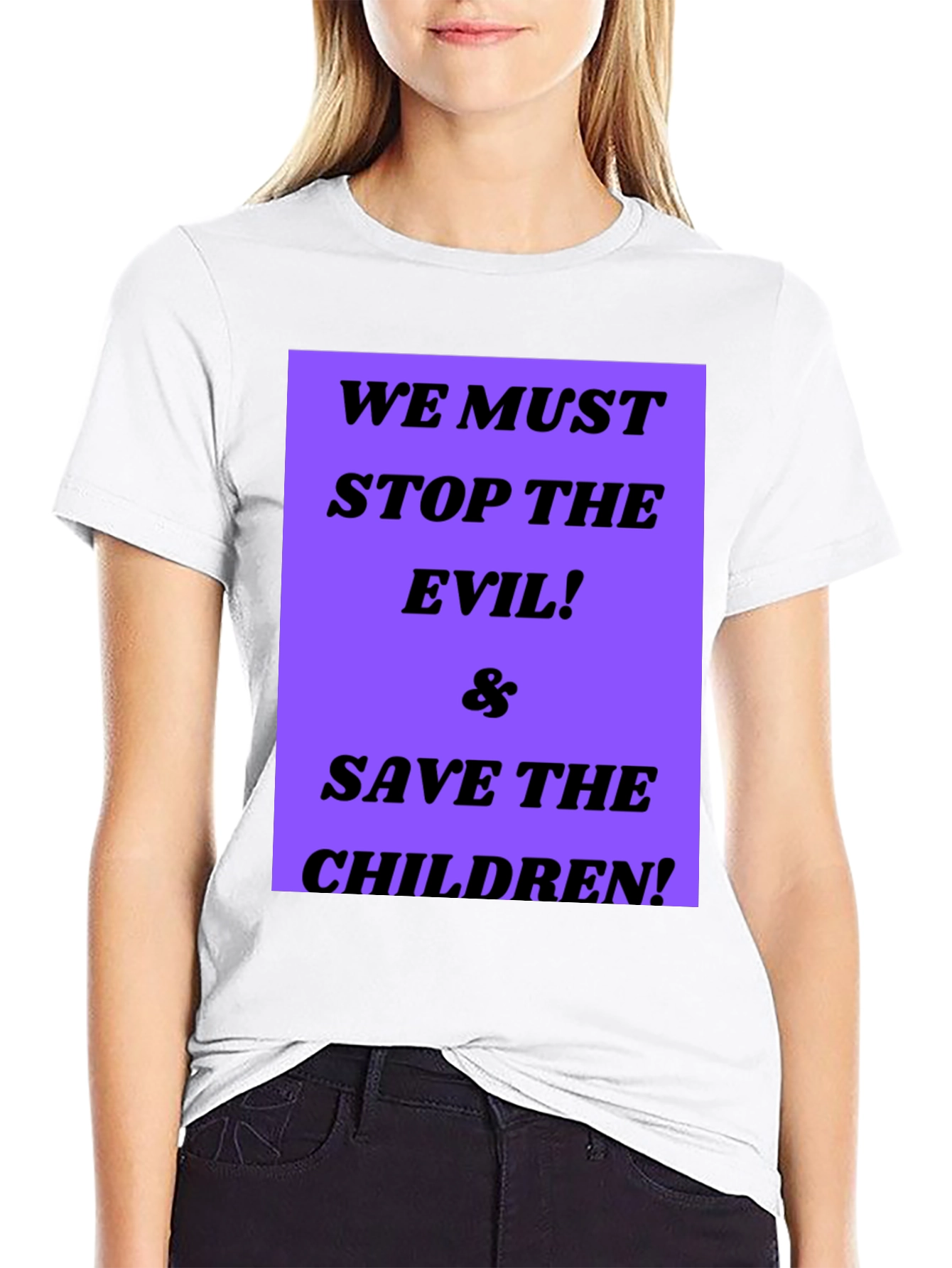 Black Stop the Evil Save the Children T-Shirt view 9
