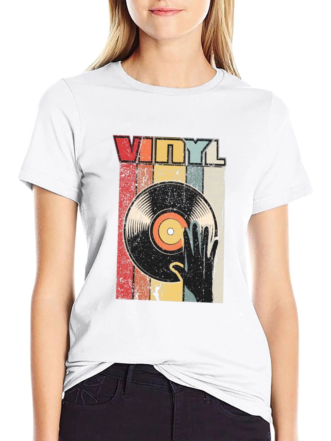 Black Vintage Vinyl Record T-Shirt view 9