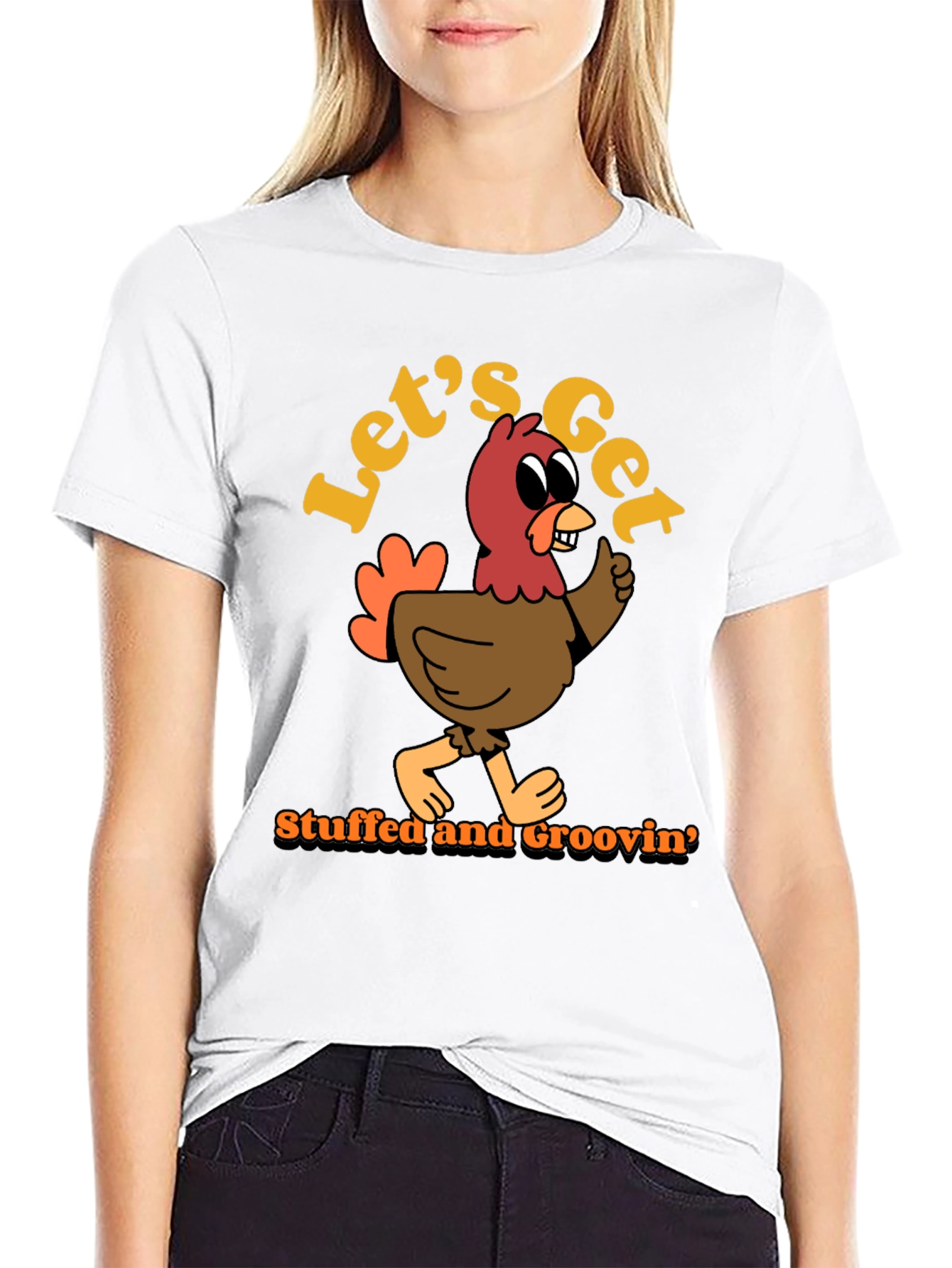 Black Let's Get Stuffed and Groovin' Turkey Tee view 9