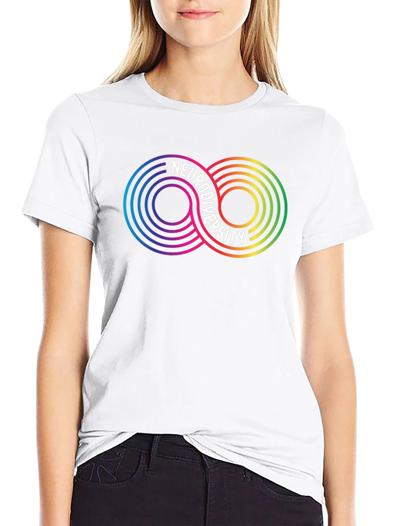 Black Neurodiversity Infinity Symbol Graphic T-Shirt view 9