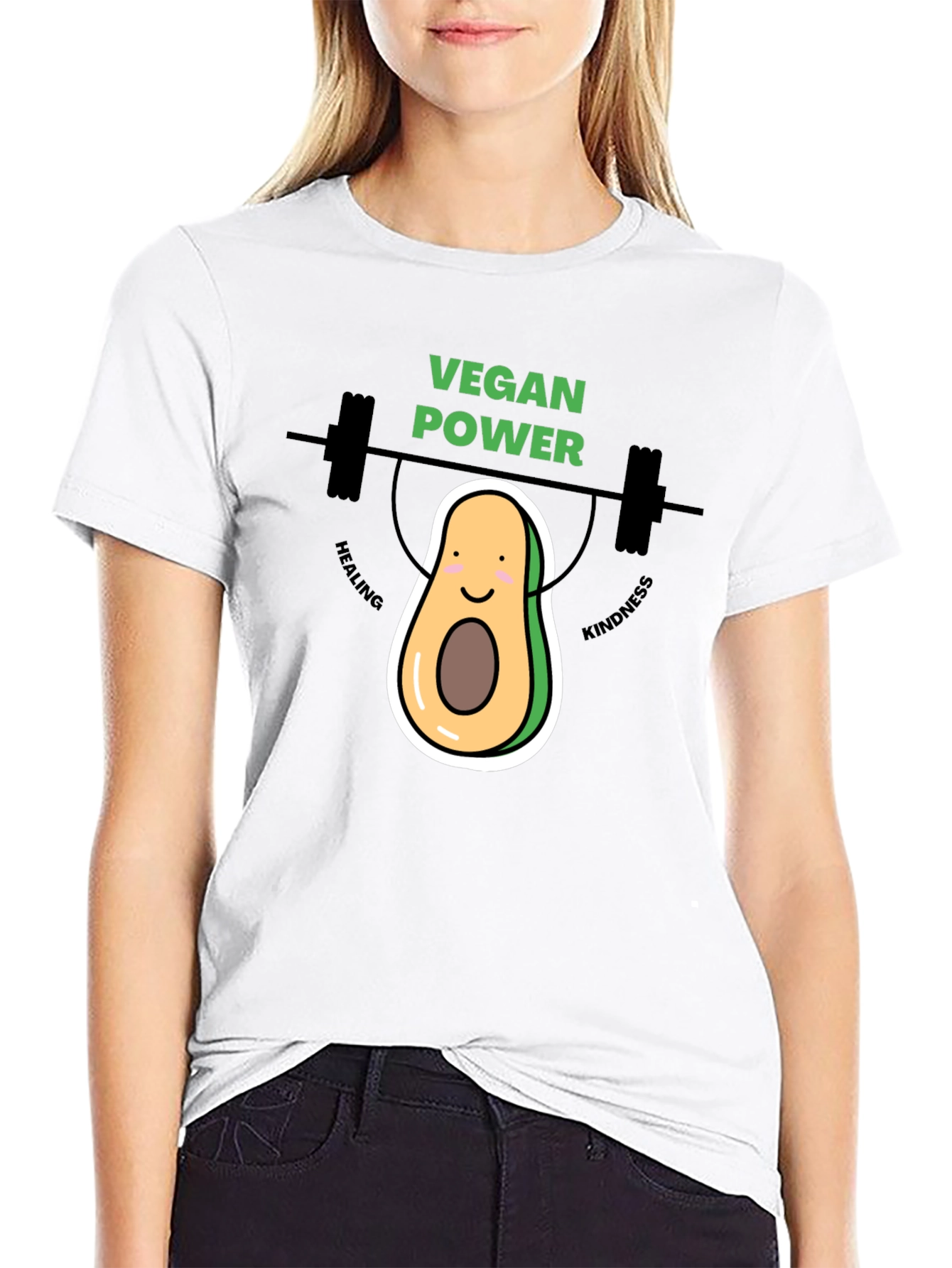 Black Vegan Power Avocado Graphic Tee view 9
