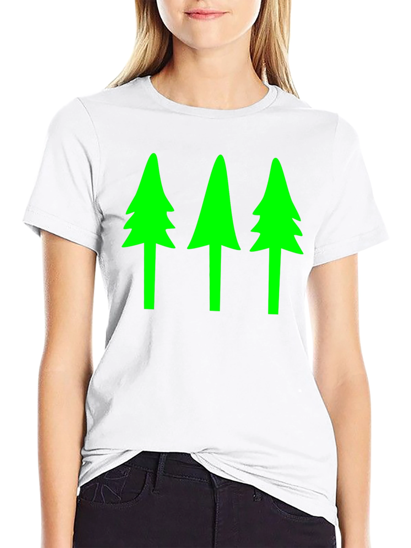 Black Green Tree Graphic Black T-Shirt view 9