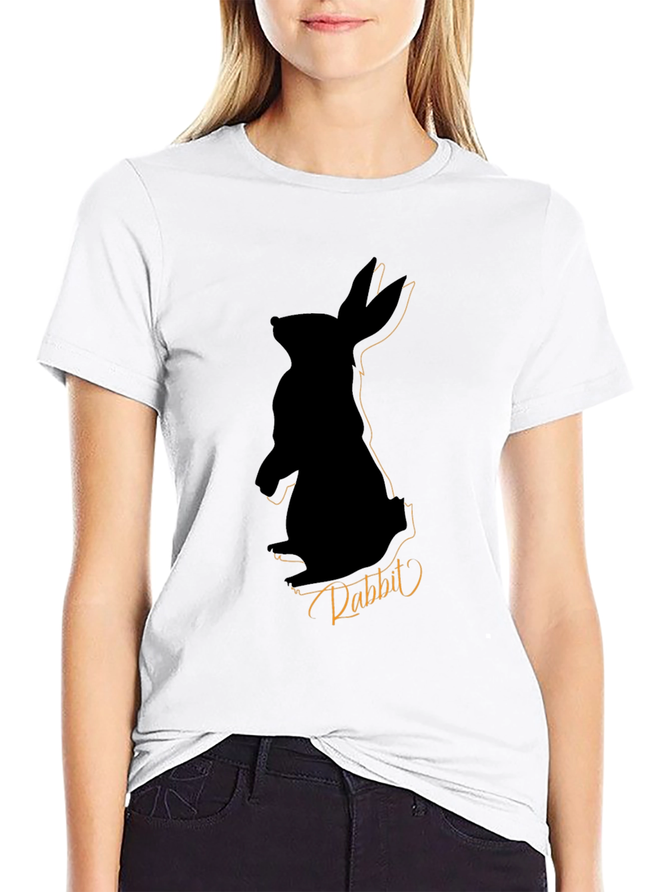 Black Men's Black Rabbit Silhouette Graphic Tee view 9