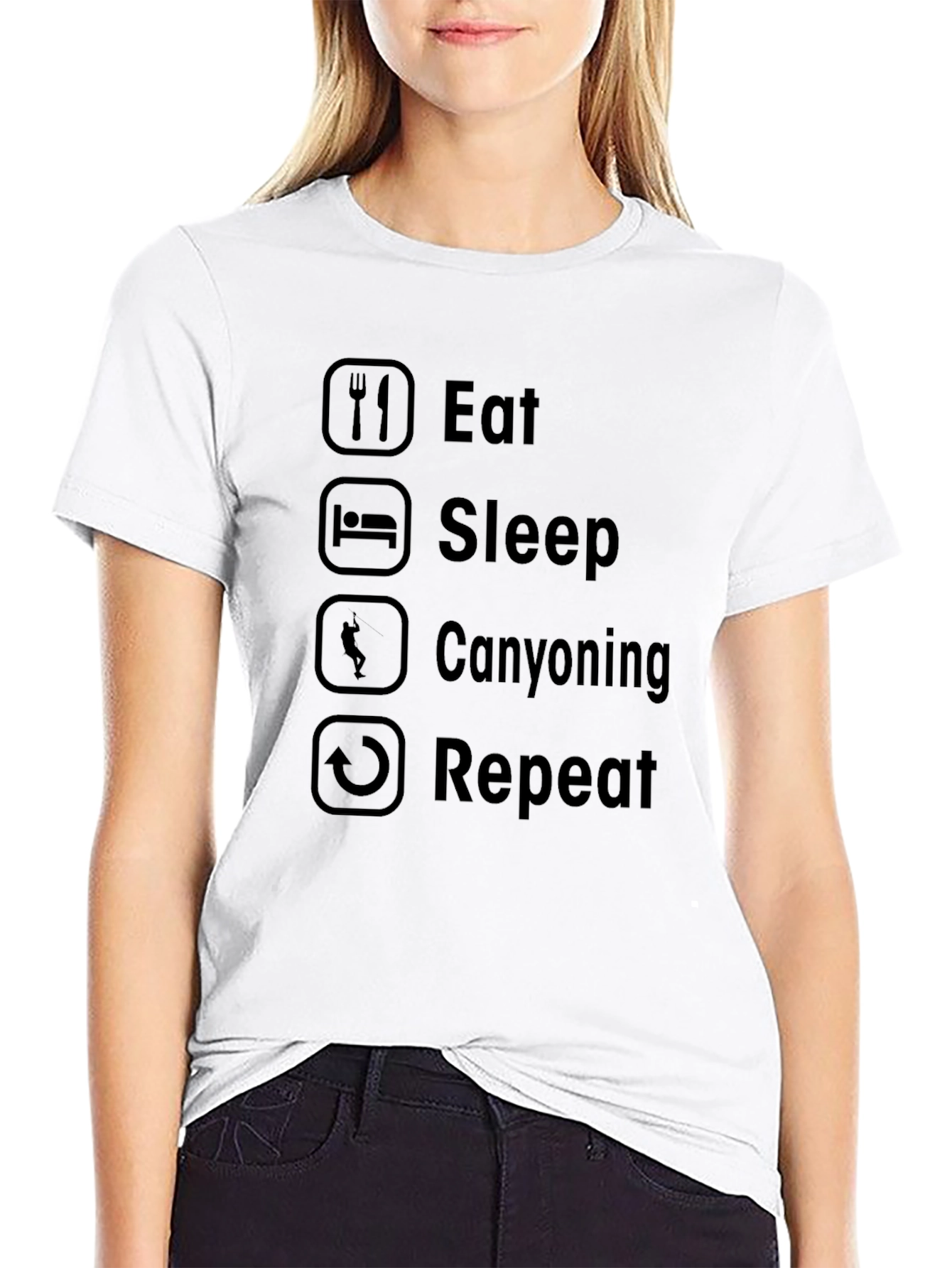 Black Eat Sleep Canyoning Repeat Graphic T-Shirt view 9