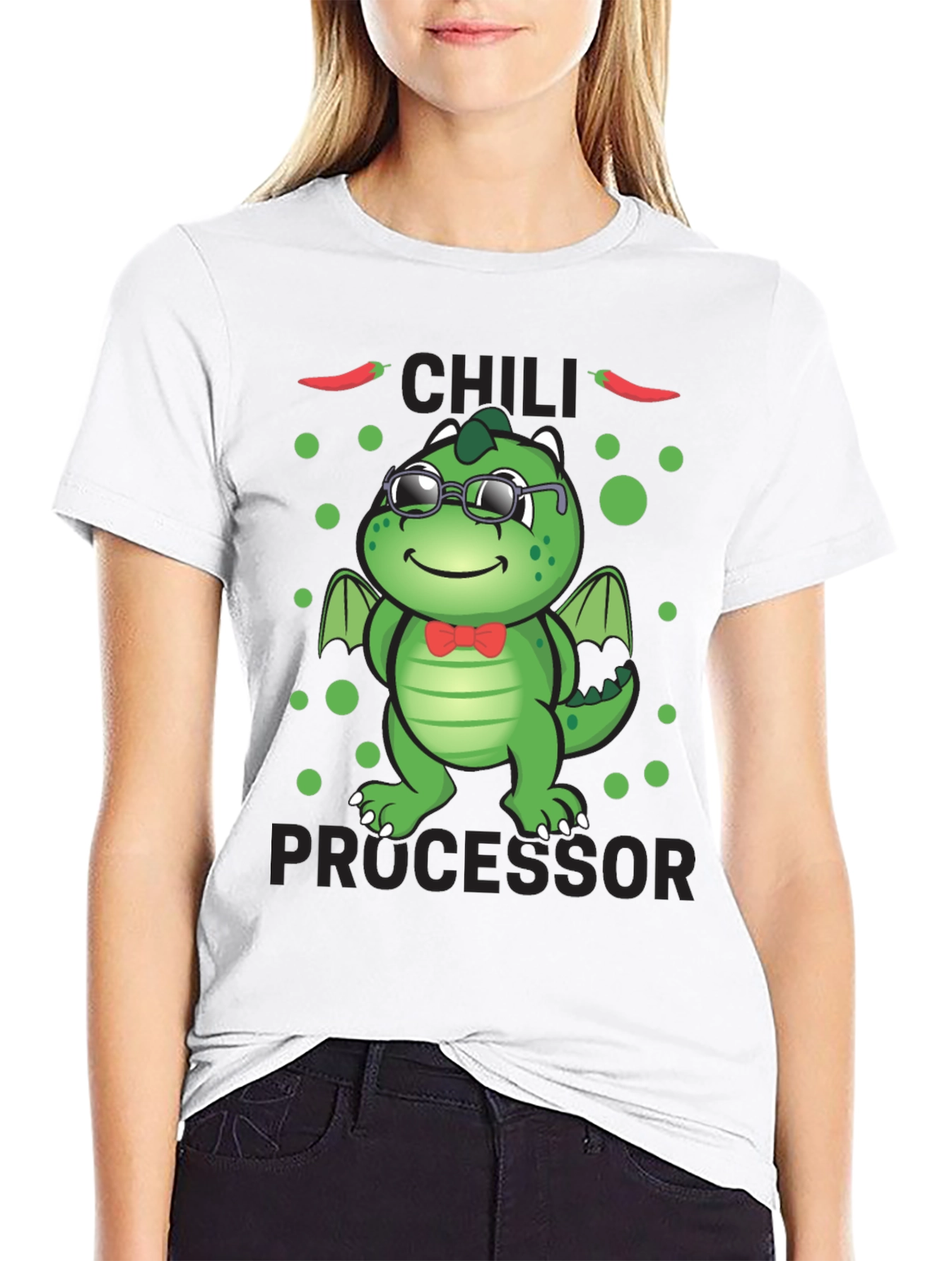 Black Chili Processor T-Shirt - Cute Dragon Design view 9