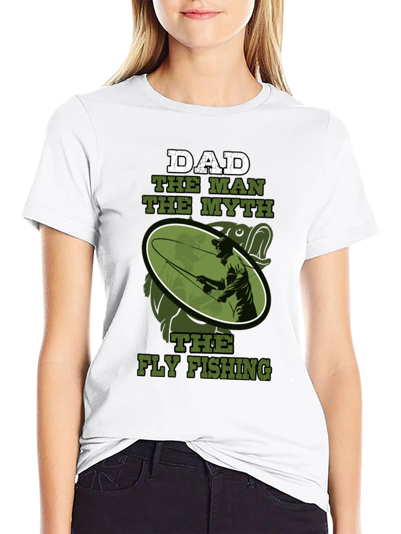 Black Dad The Man Myth Fly Fishing Graphic Tee view 9