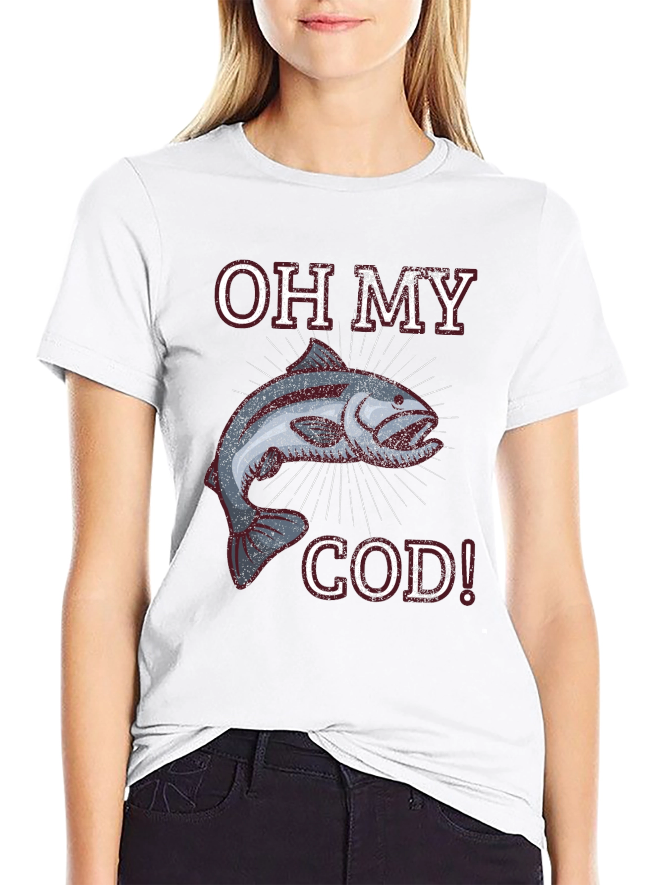 Black Oh My Cod! Funny Fish Graphic T-Shirt view 9