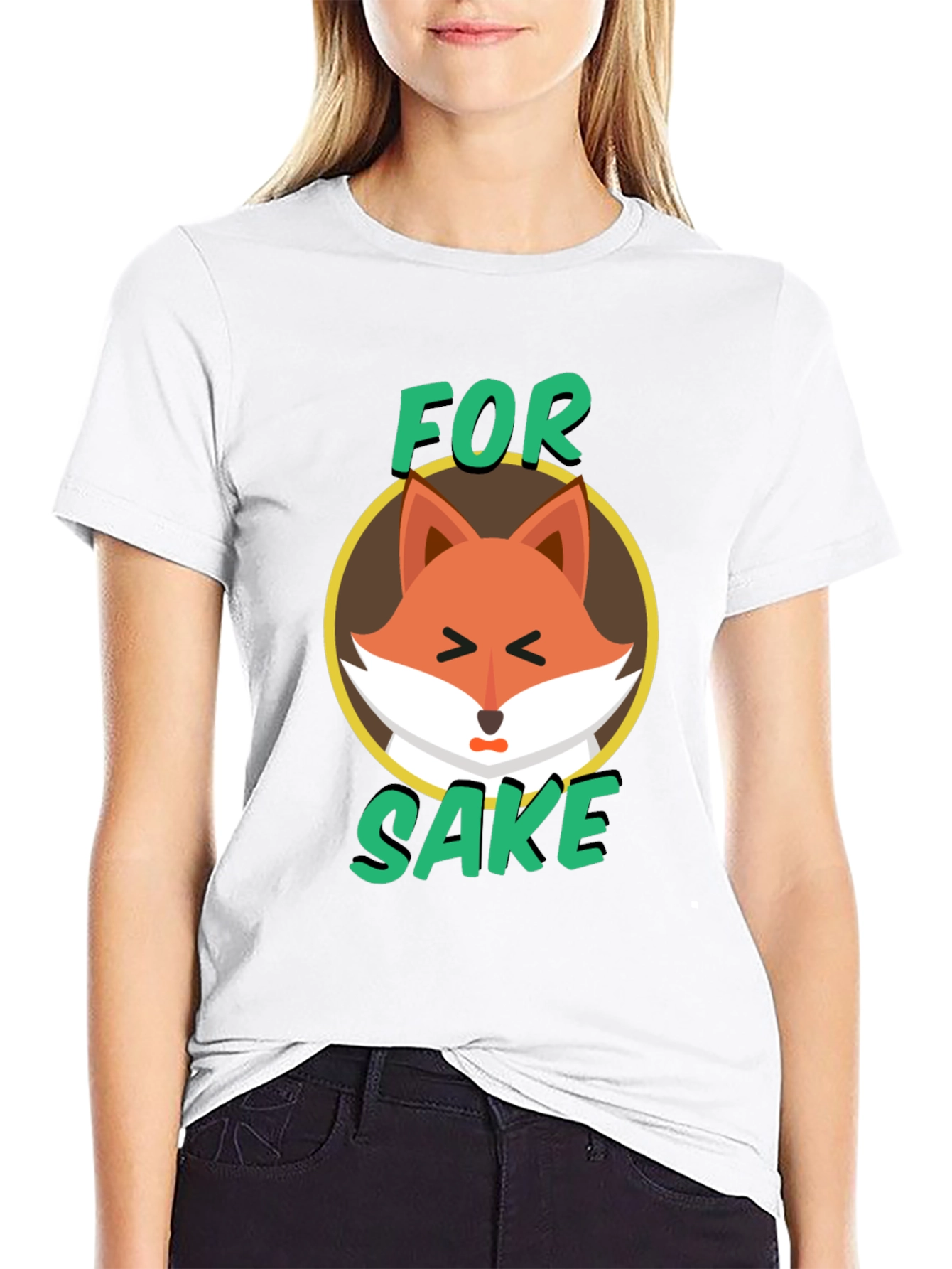 Black For Fox Sake T-Shirt - Quirky Animal Graphic Tee view 9