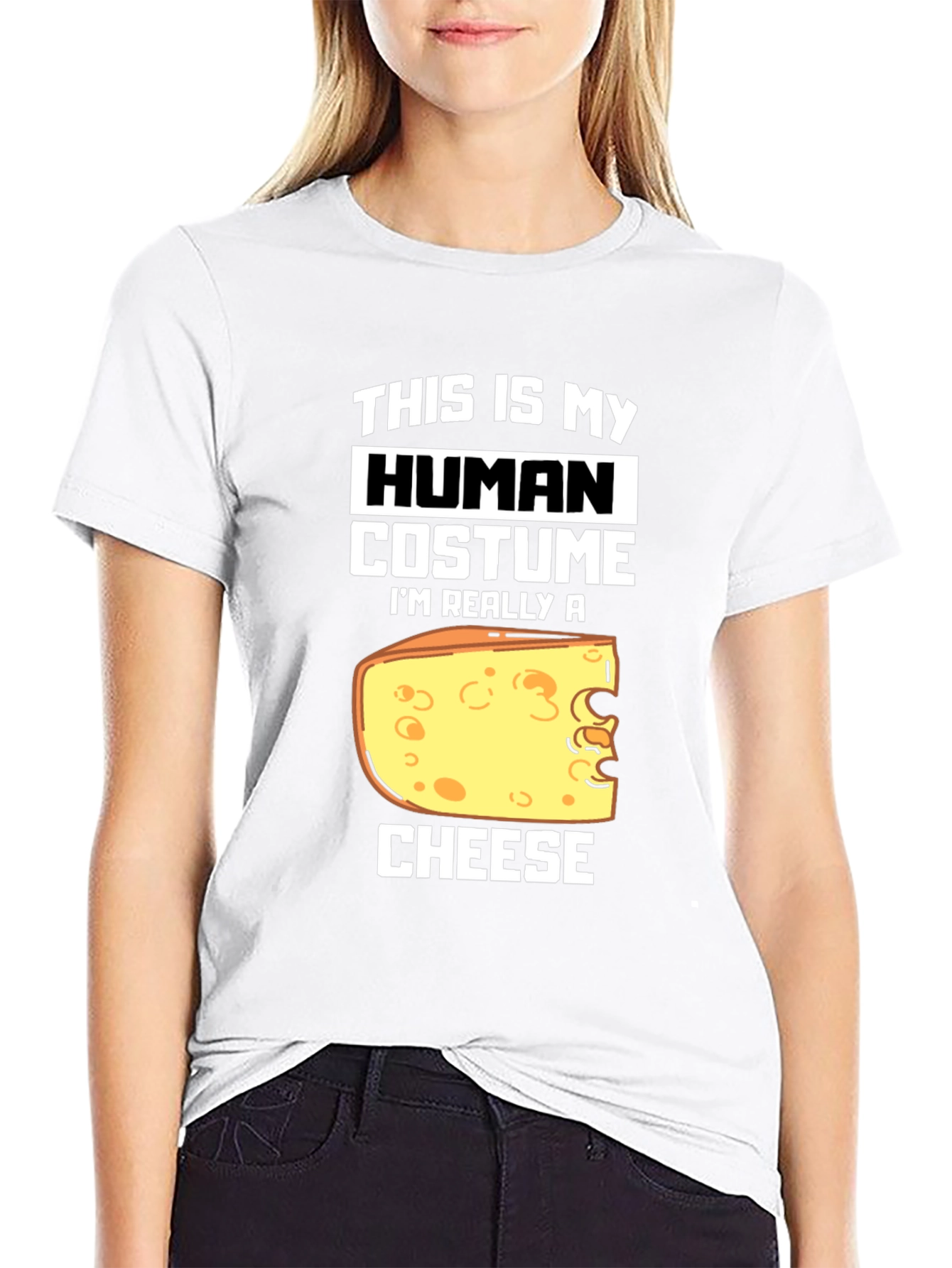 Black Human Costume I'm Really A Cheese T-Shirt view 9