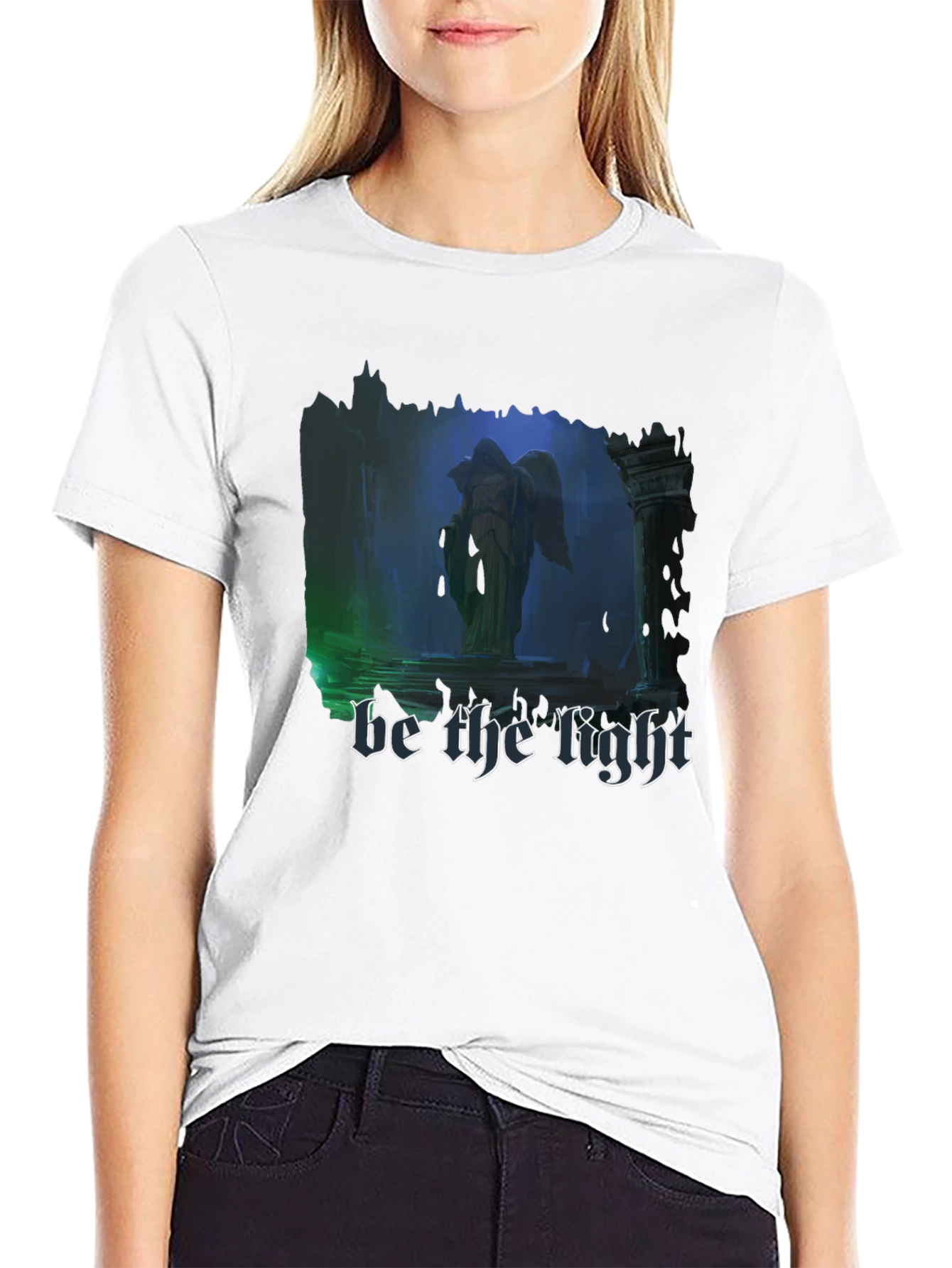 Black Be The Light T-Shirt - Gothic Angel Design view 9
