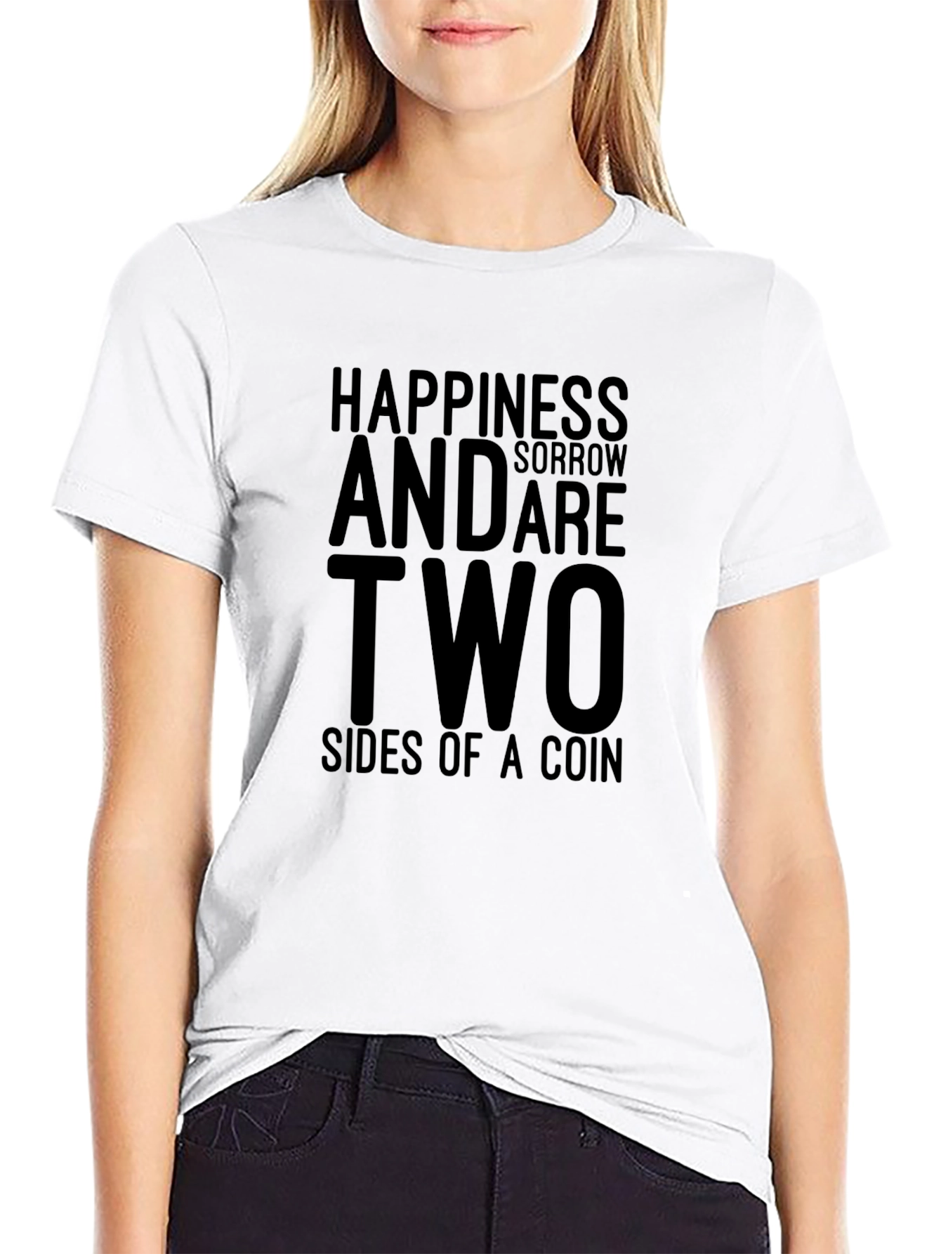 Black Happiness and Sorrow T-Shirt - Two Sides of a Coin view 9