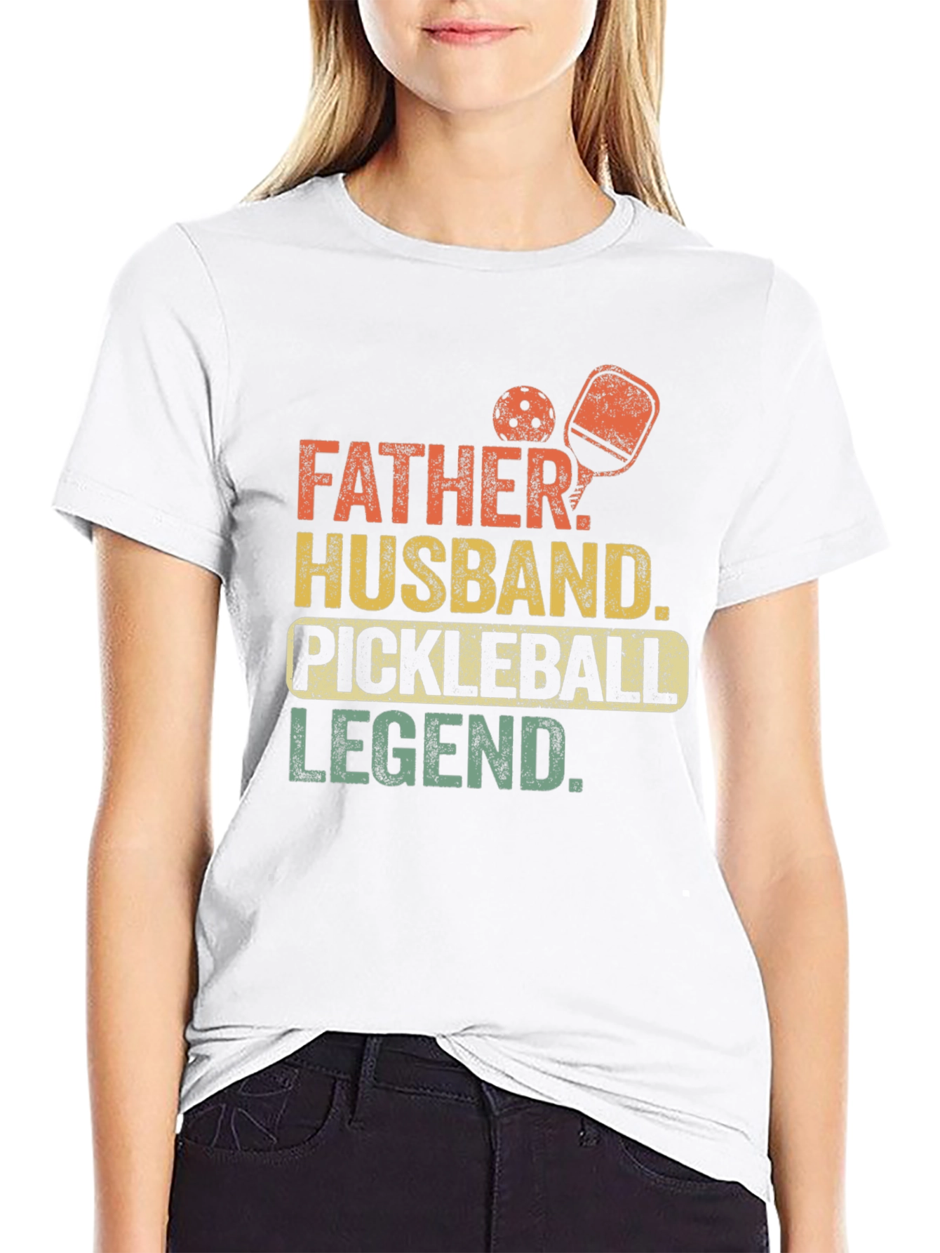 Black Father Husband Pickleball Legend Graphic Tee view 9