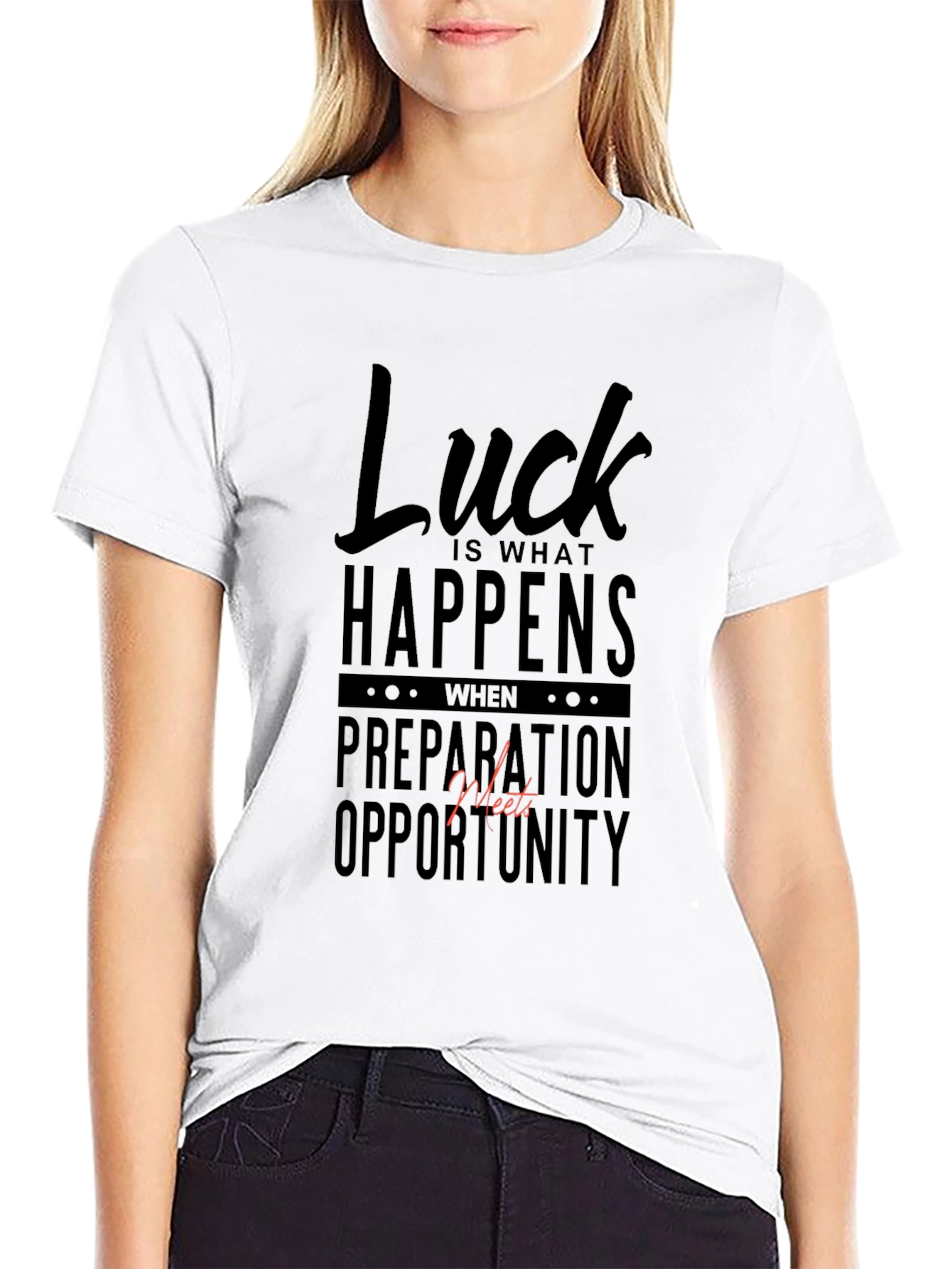 Black Luck Happens Black Graphic Tee view 9