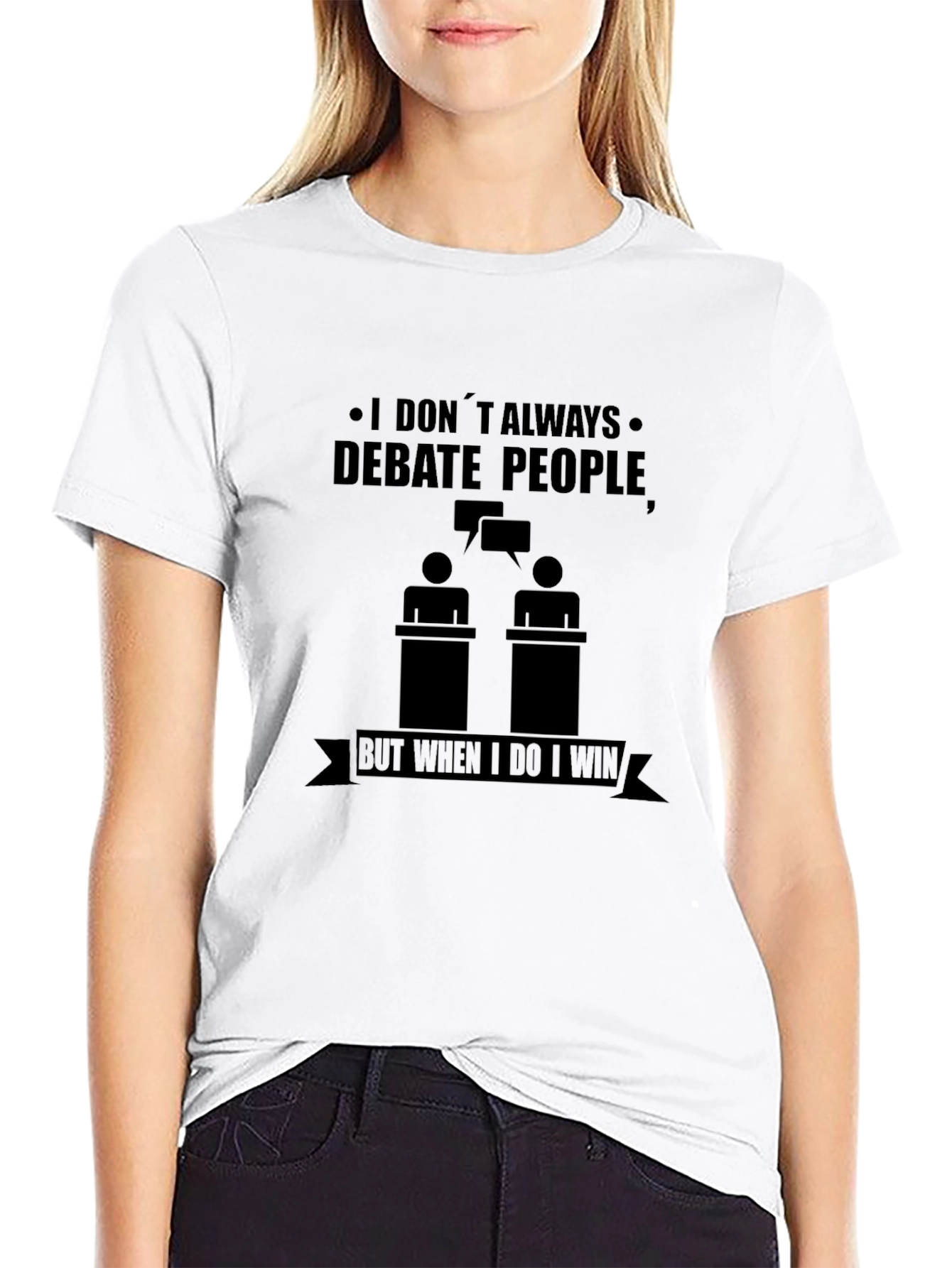 Black Debate People Graphic T-Shirt - Win Every Time! view 9