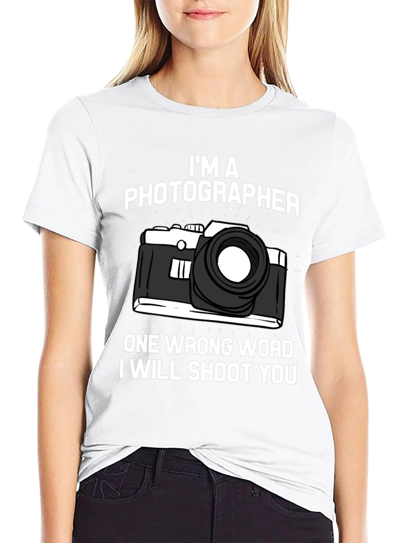 Black Photographer T-Shirt: I'll Shoot You Funny Camera Tee view 9