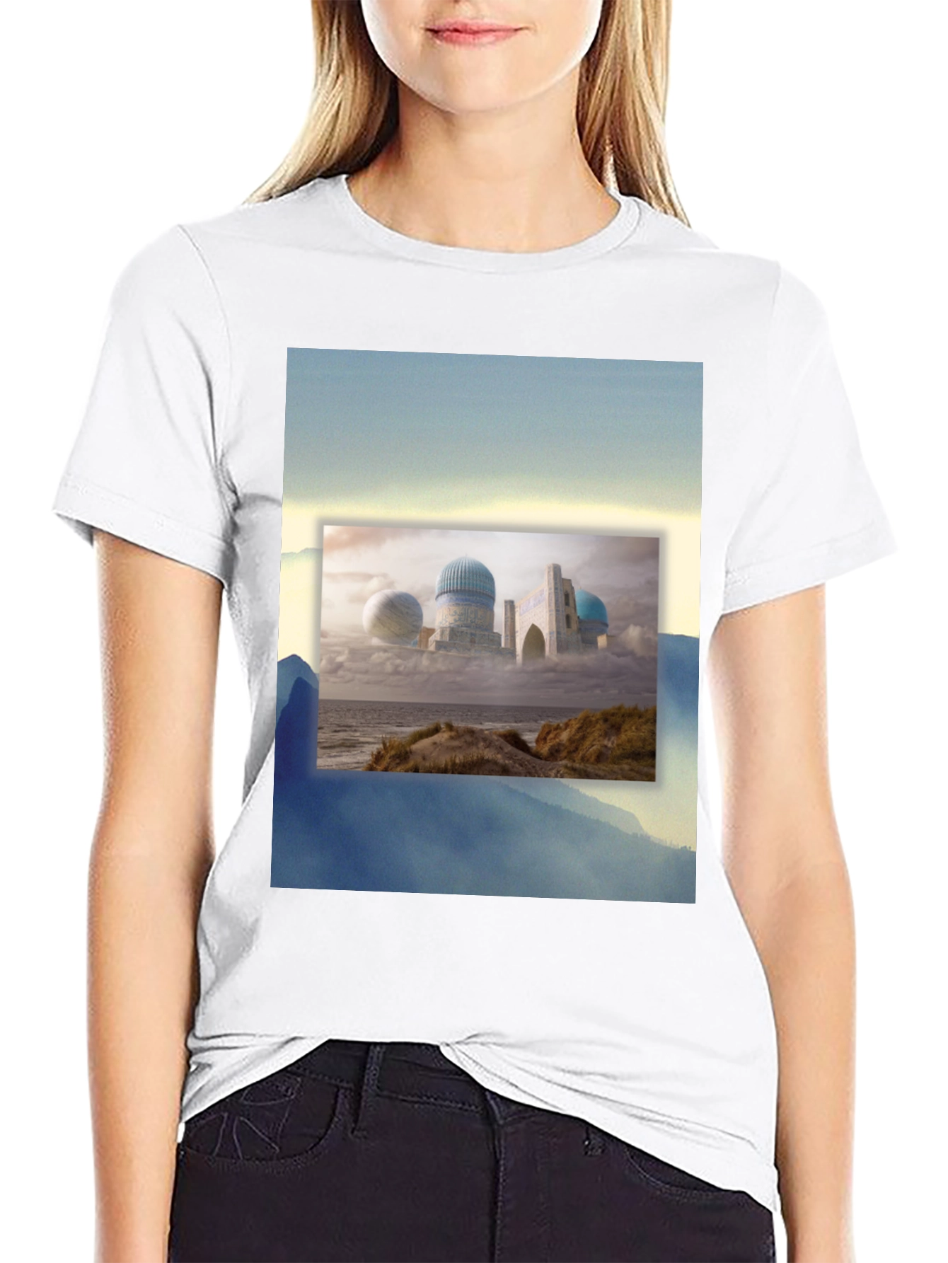 Black Dreamscape Tee: Unique Graphic Print, Soft Cotton Blend view 9