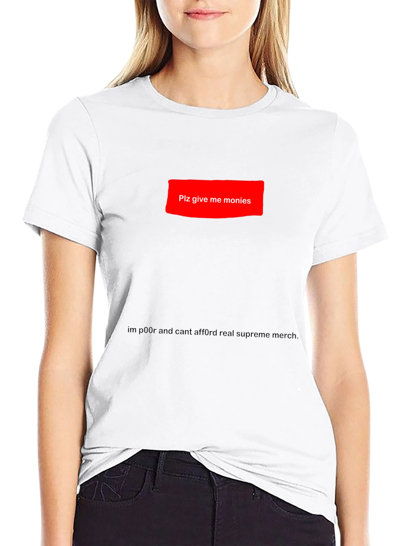 Black Plz Give Me Monies Funny T-Shirt view 9