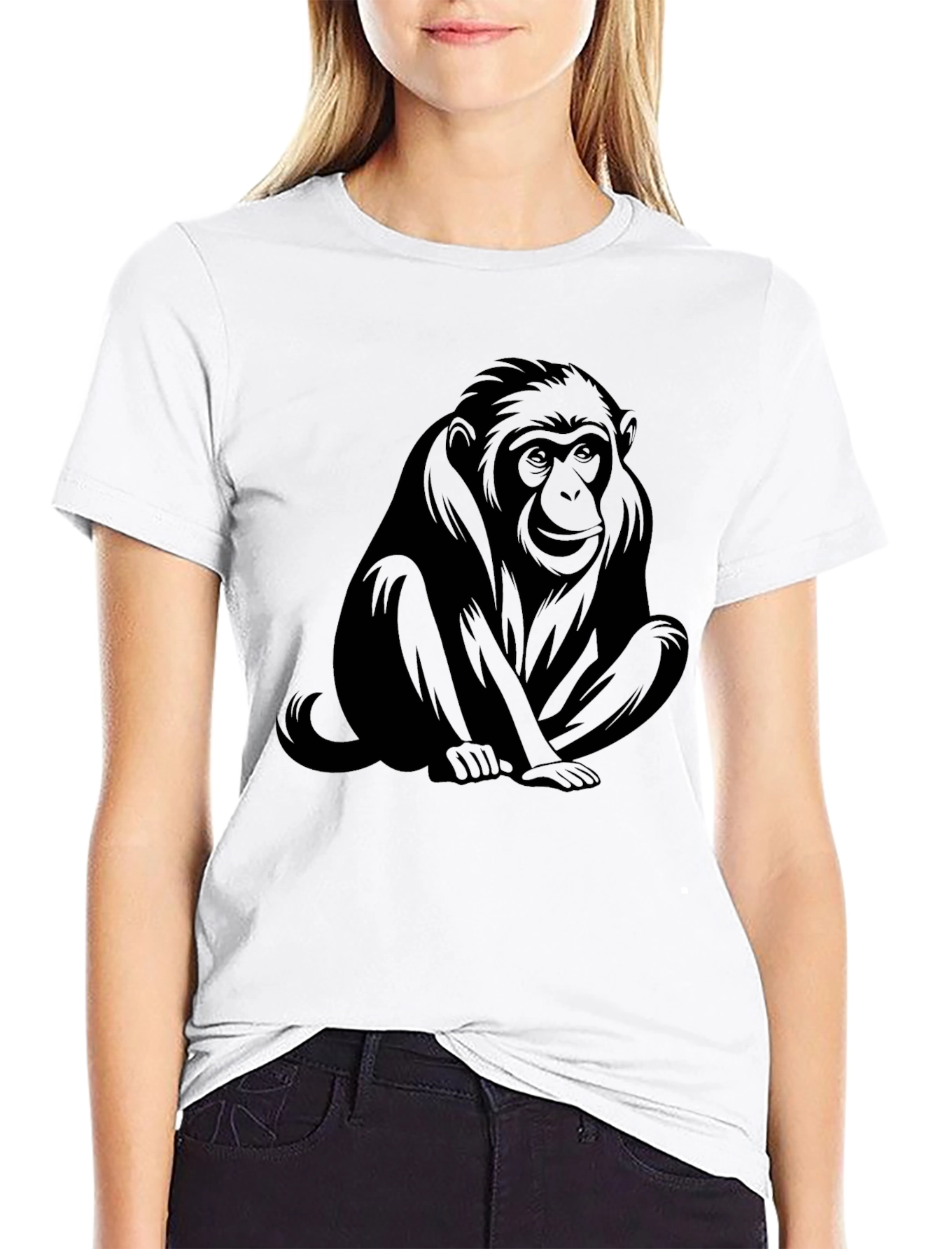 Black Black Monkey Graphic Tee - Unisex Casual Shirt view 9