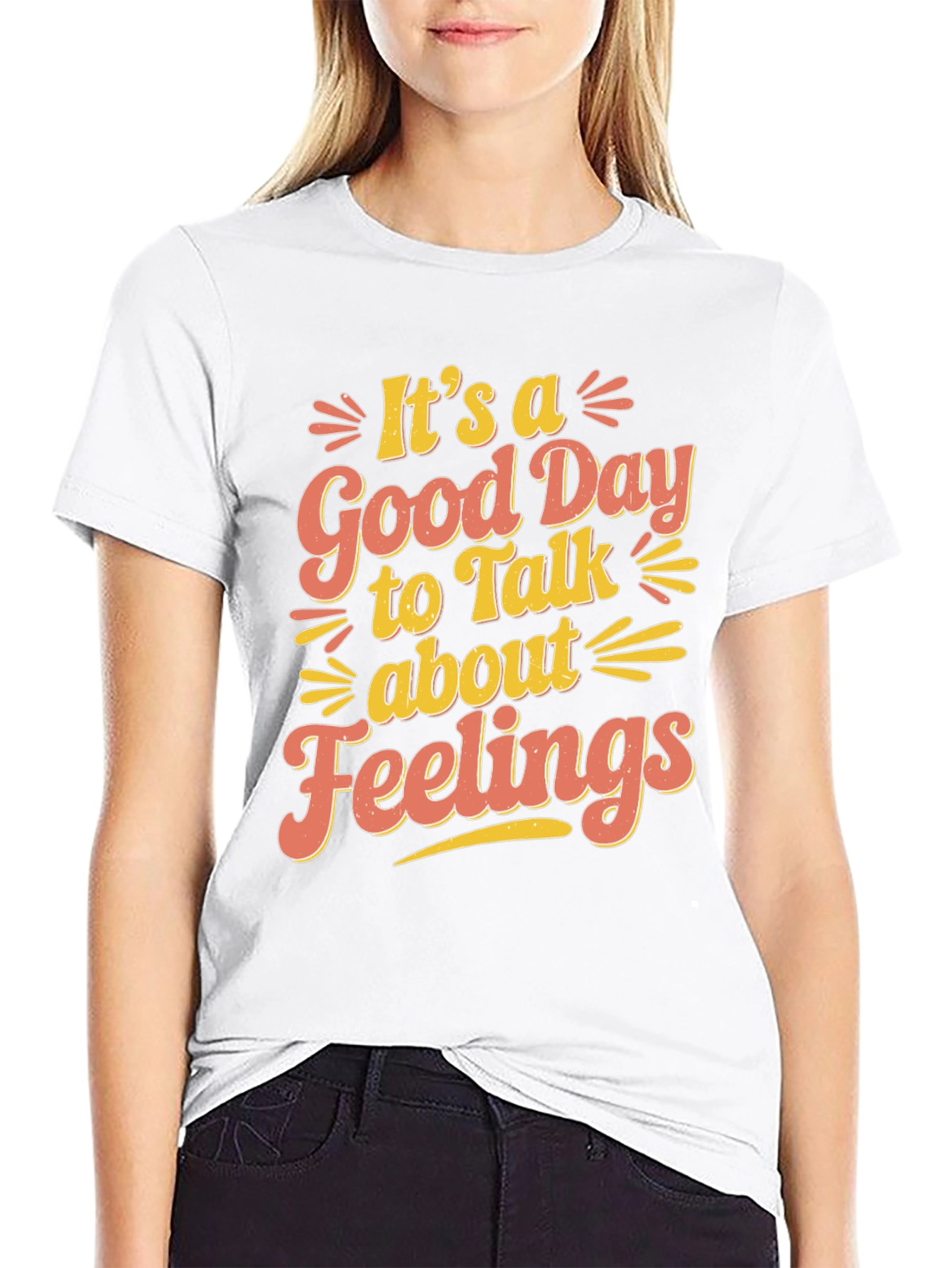 Black It's a Good Day to Talk About Feelings T-Shirt view 9