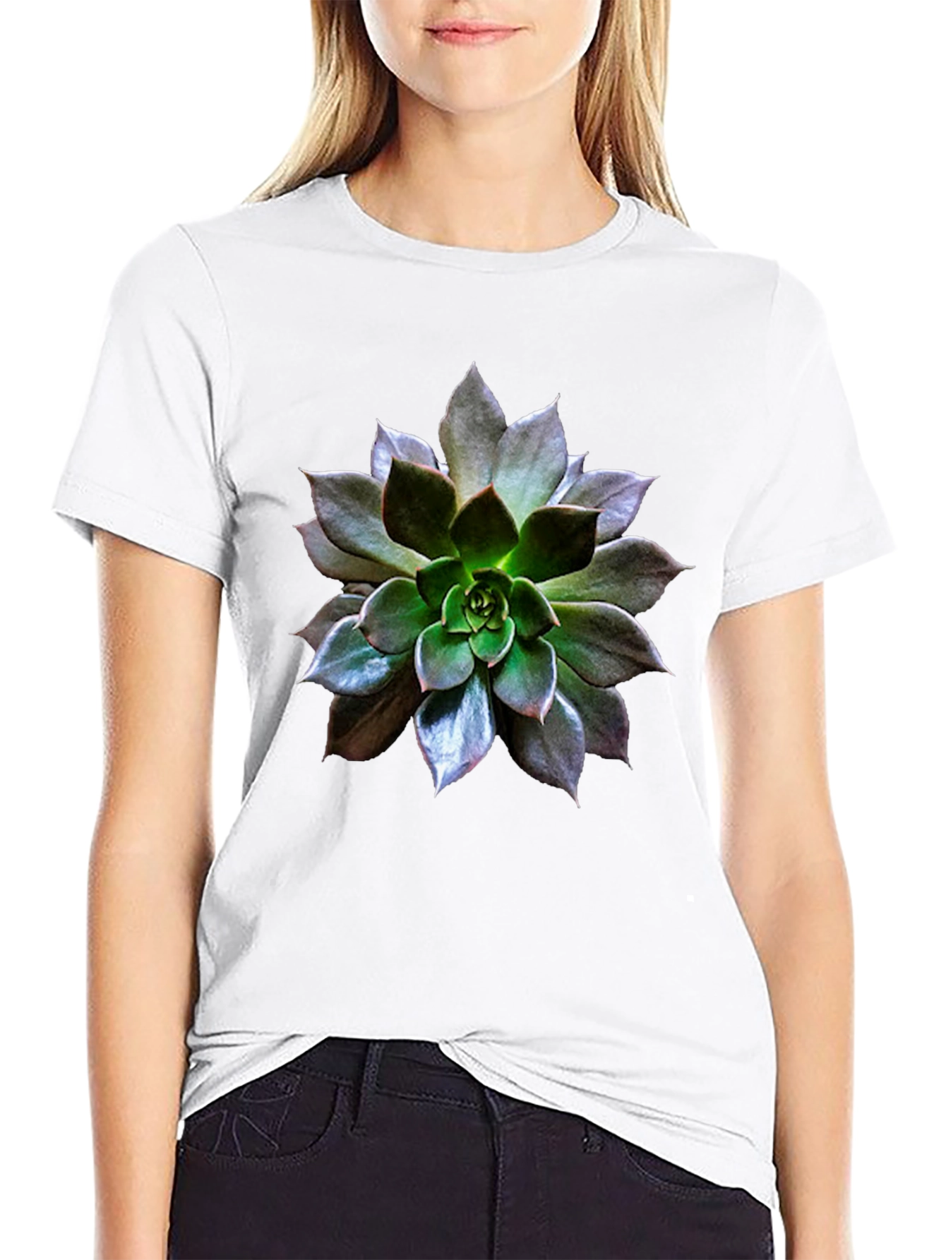 Black Succulent Graphic Tee - Nature Inspired Style view 9