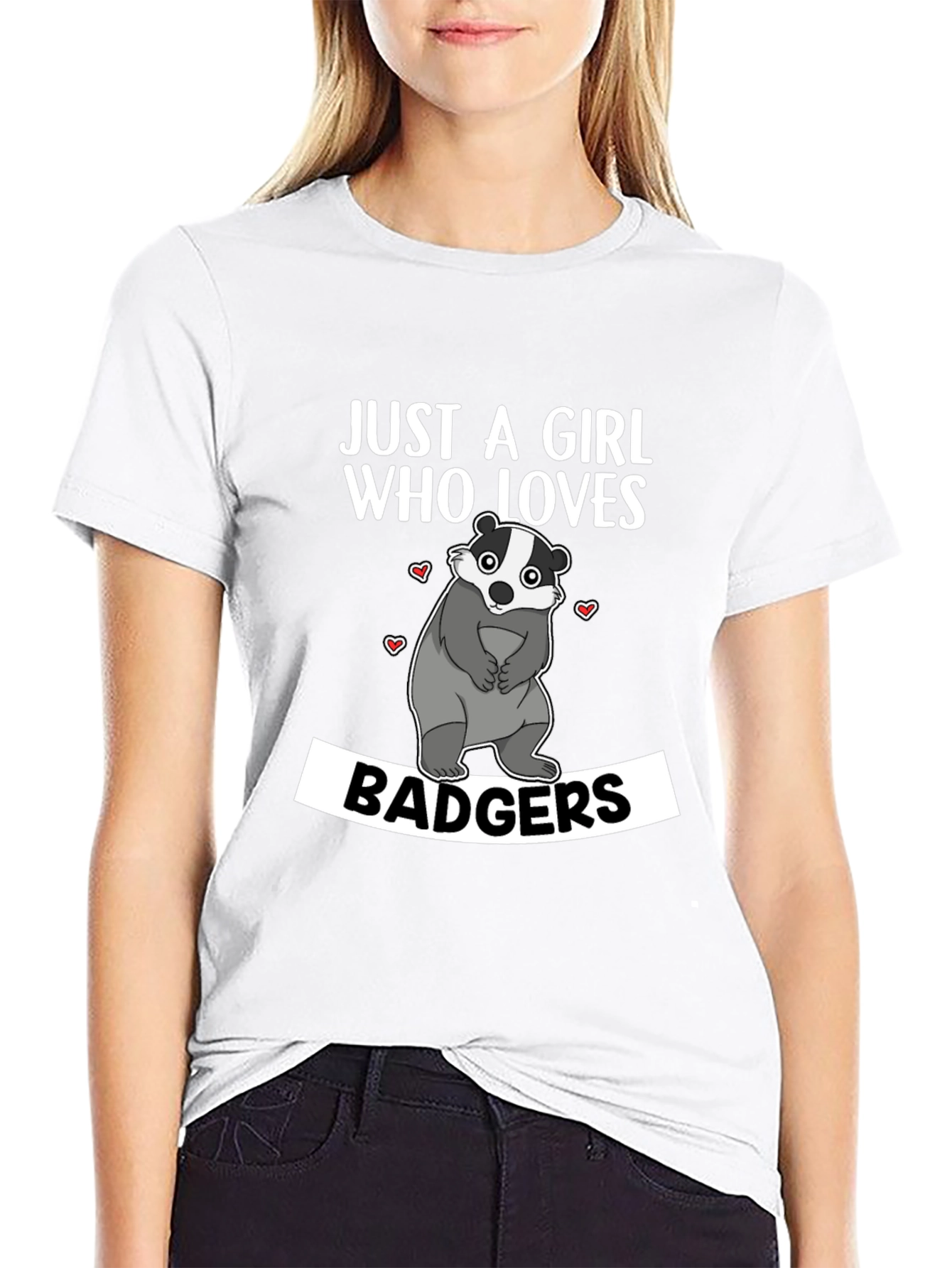 Black Just A Girl Who Loves Badgers T-Shirt view 9